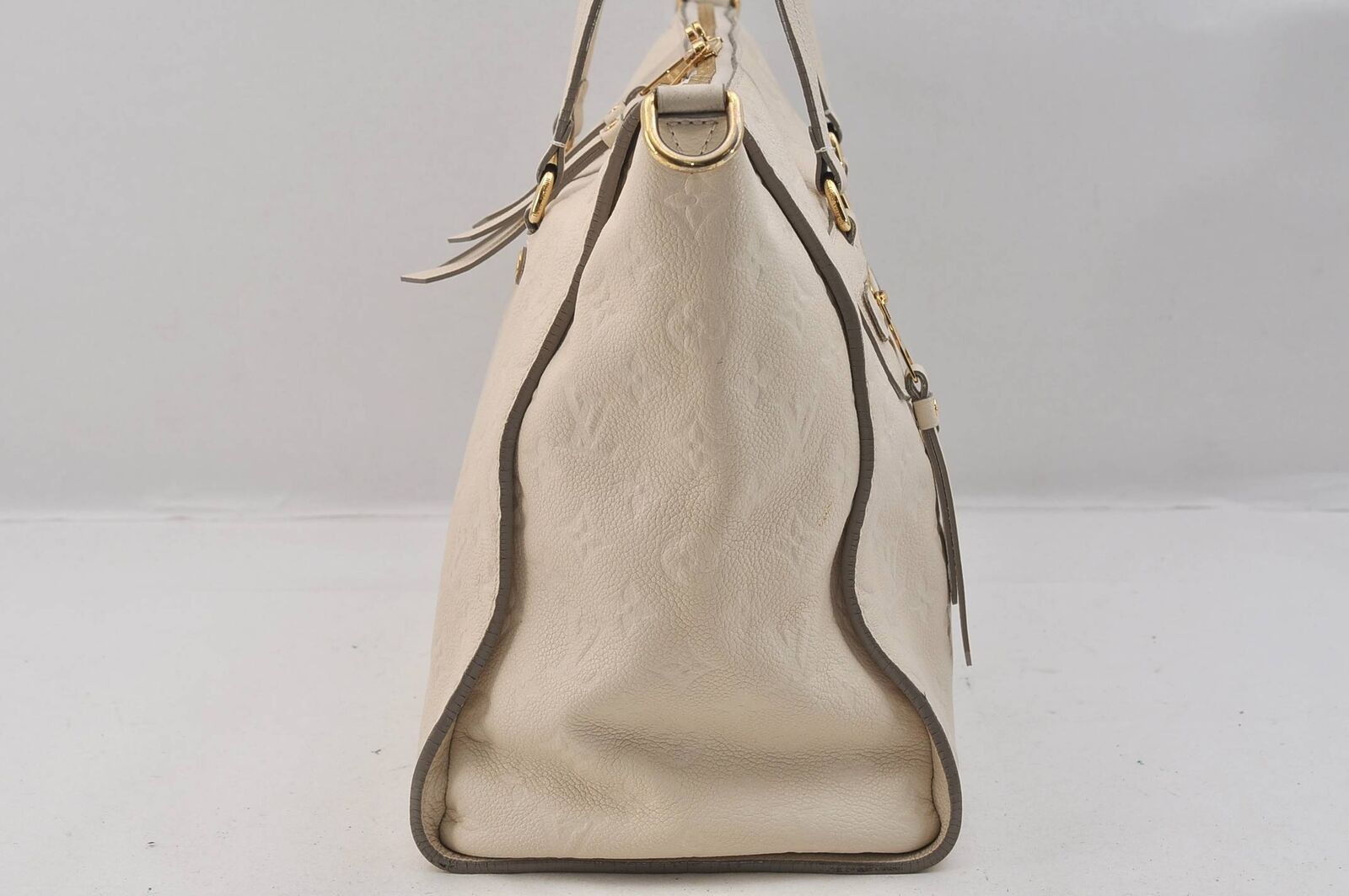 Auth Louis Vuitton Monogram Empreinte Lumineuse PM Tote Bag White