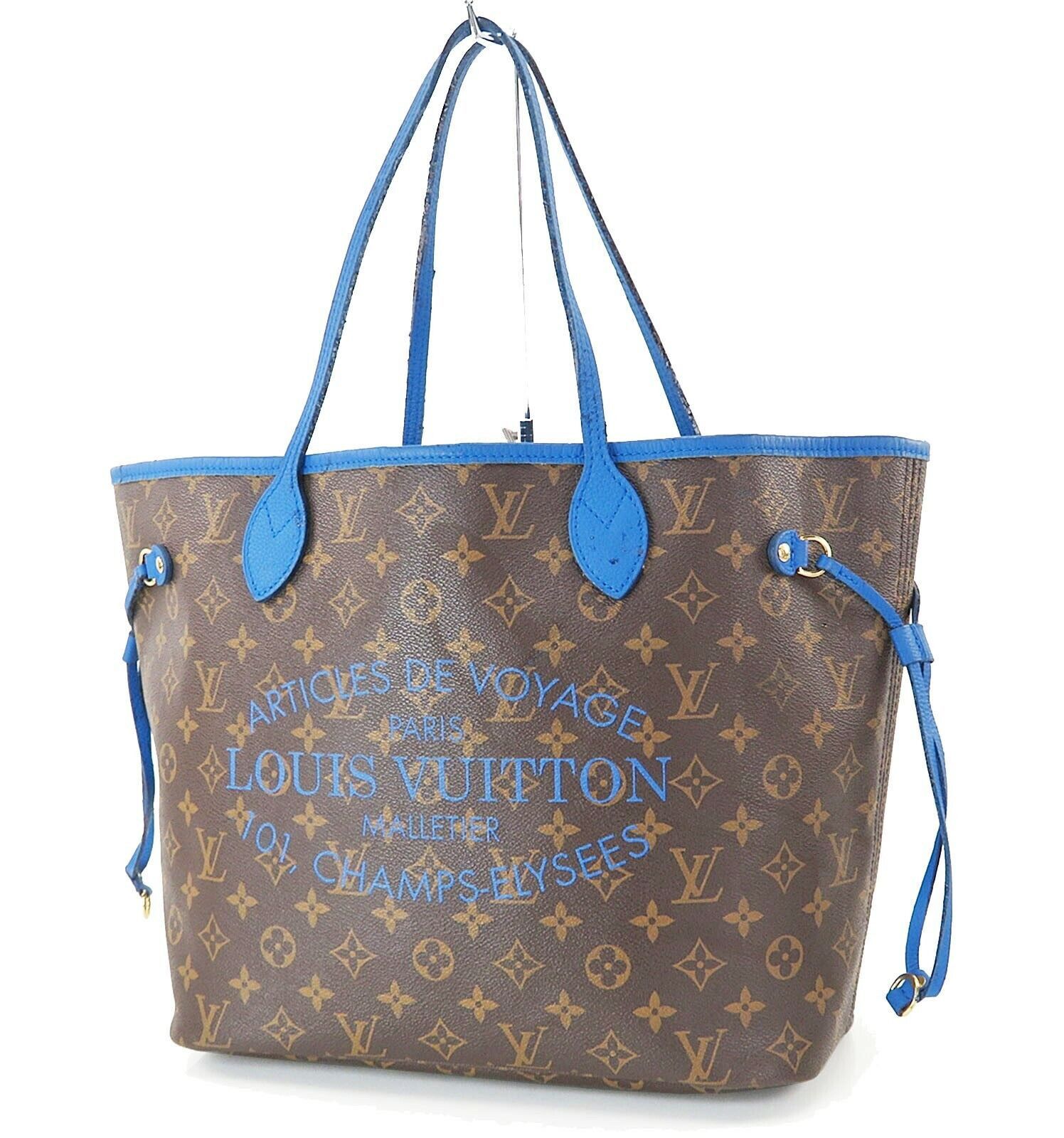 LOUIS VUITTON Neverfull MM Monogram Blue Ikat Tote Bag