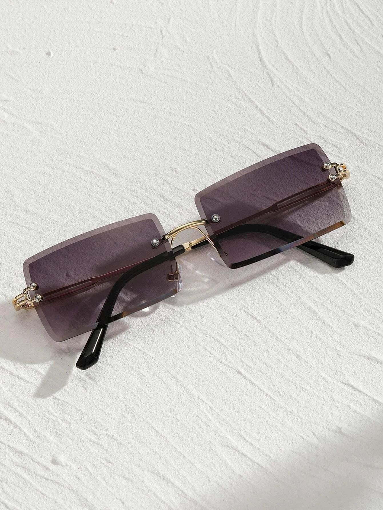 Vintage Men Retro Gothic Vintage Rectangle Lens Rimless Purple | Grailed