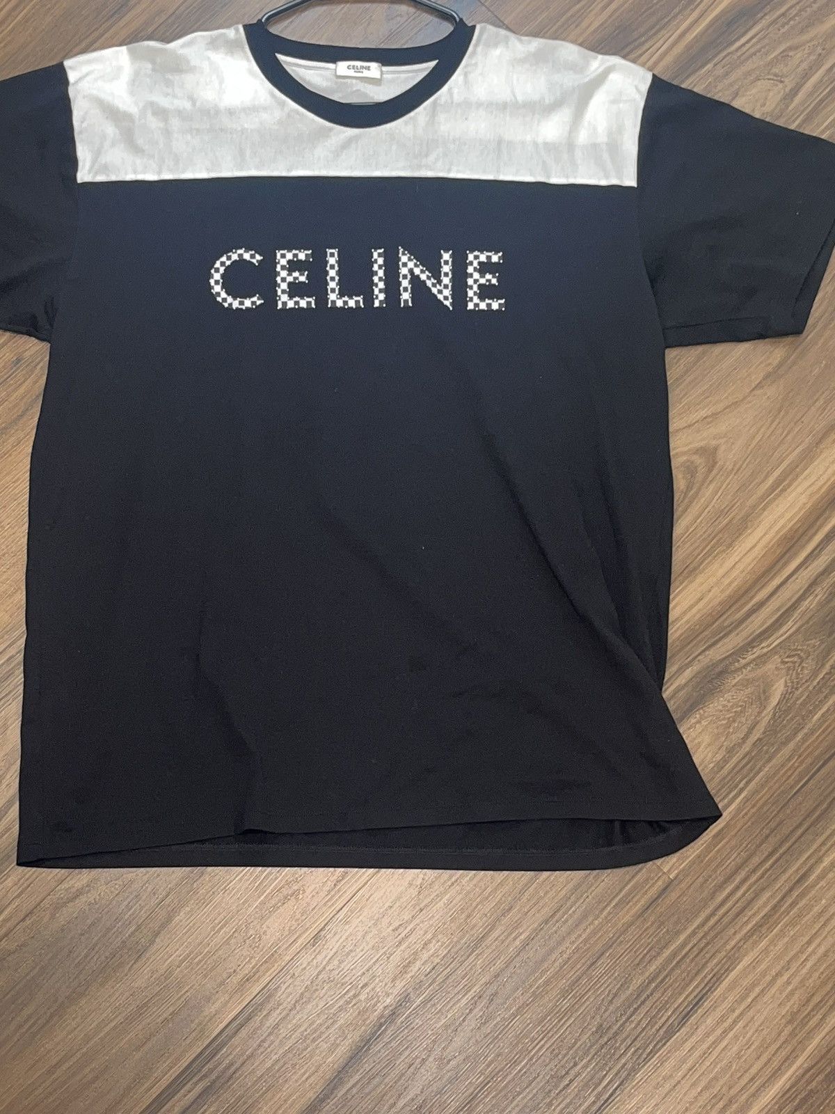 Celine Celine 2 tone checkered/studded logo ss t shirt | Grailed