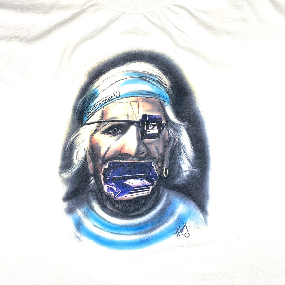 Vintage 90’s Vintage Art Abstract Print T Shirt Horror Ugly Face Size US XL / EU 56 / 4 - 2 Thumbnail