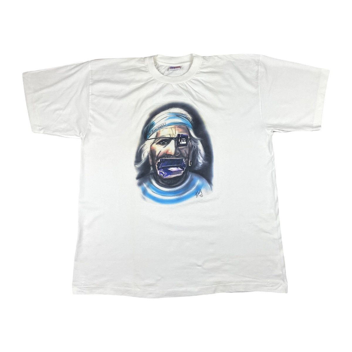 Vintage 90’s Vintage Art Abstract Print T Shirt Horror Ugly Face Size US XL / EU 56 / 4 - 1 Thumbnail