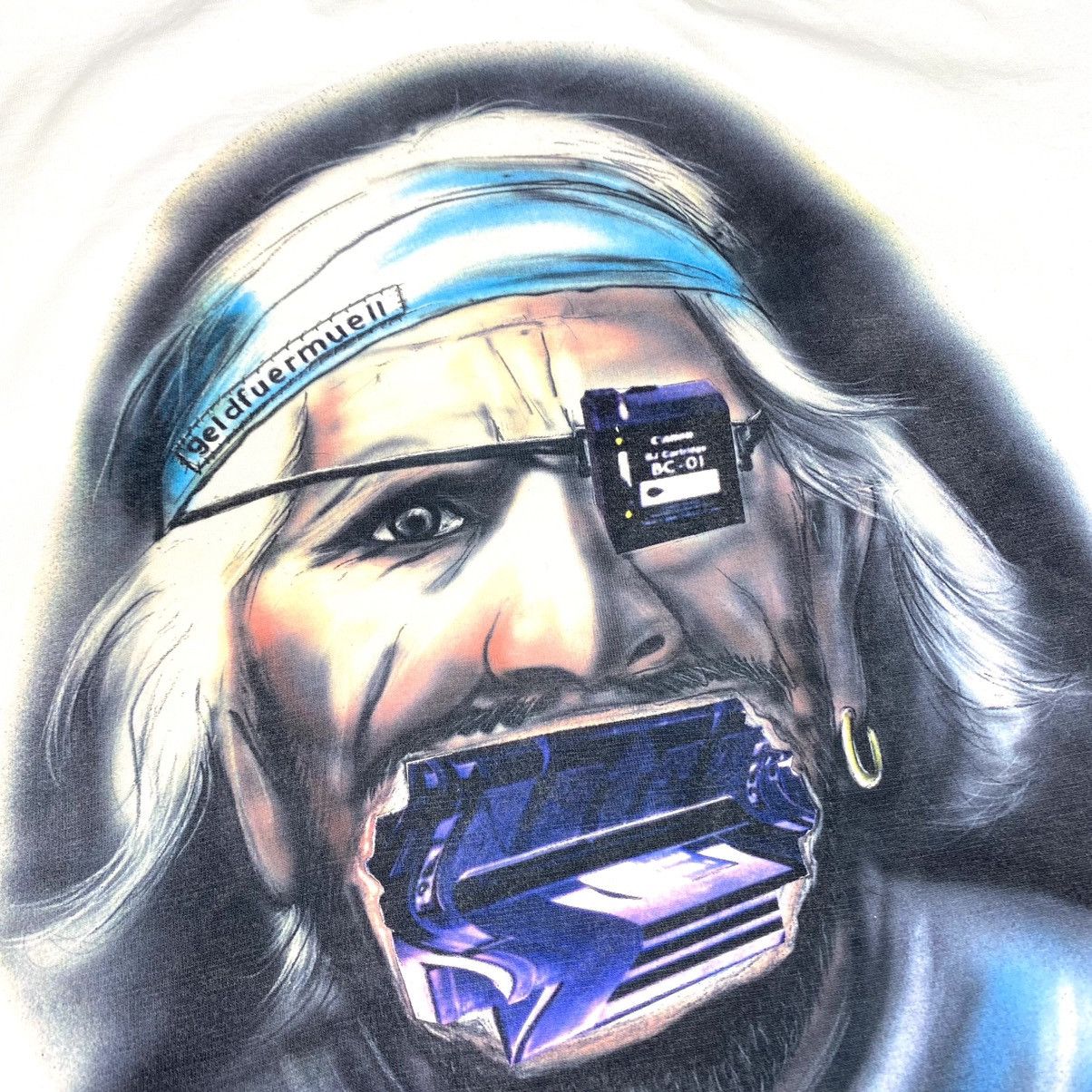 Vintage 90’s Vintage Art Abstract Print T Shirt Horror Ugly Face Size US XL / EU 56 / 4 - 4 Thumbnail