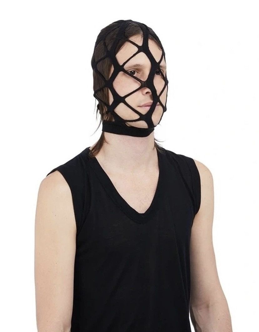 Rick Owens SS21 PHLEGETON BALACLAVA CUTOUT NET FACE MASK BLACK OS Size ONE SIZE - 5 Thumbnail
