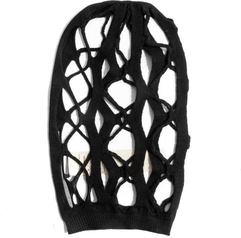 Rick Owens SS21 PHLEGETON BALACLAVA CUTOUT NET FACE MASK BLACK OS Size ONE SIZE - 3 Thumbnail