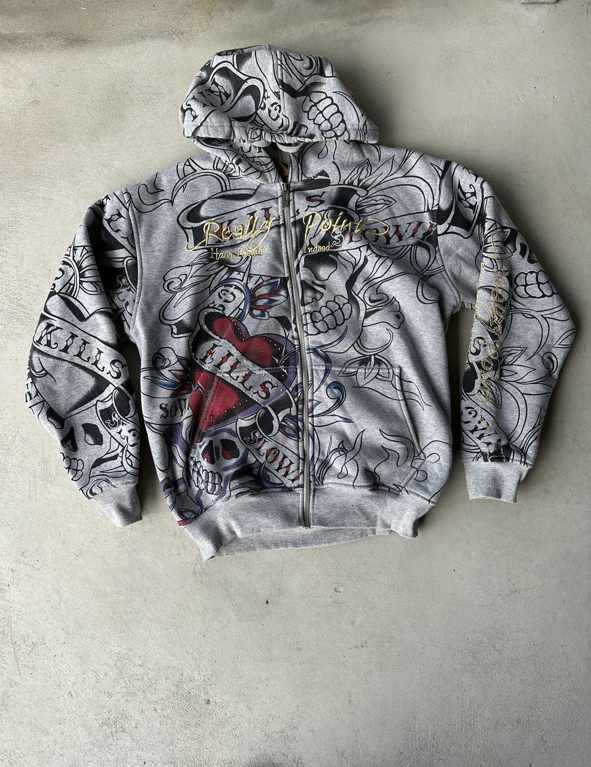 Really Point Like Ed Hardy Drip Zip hoodie