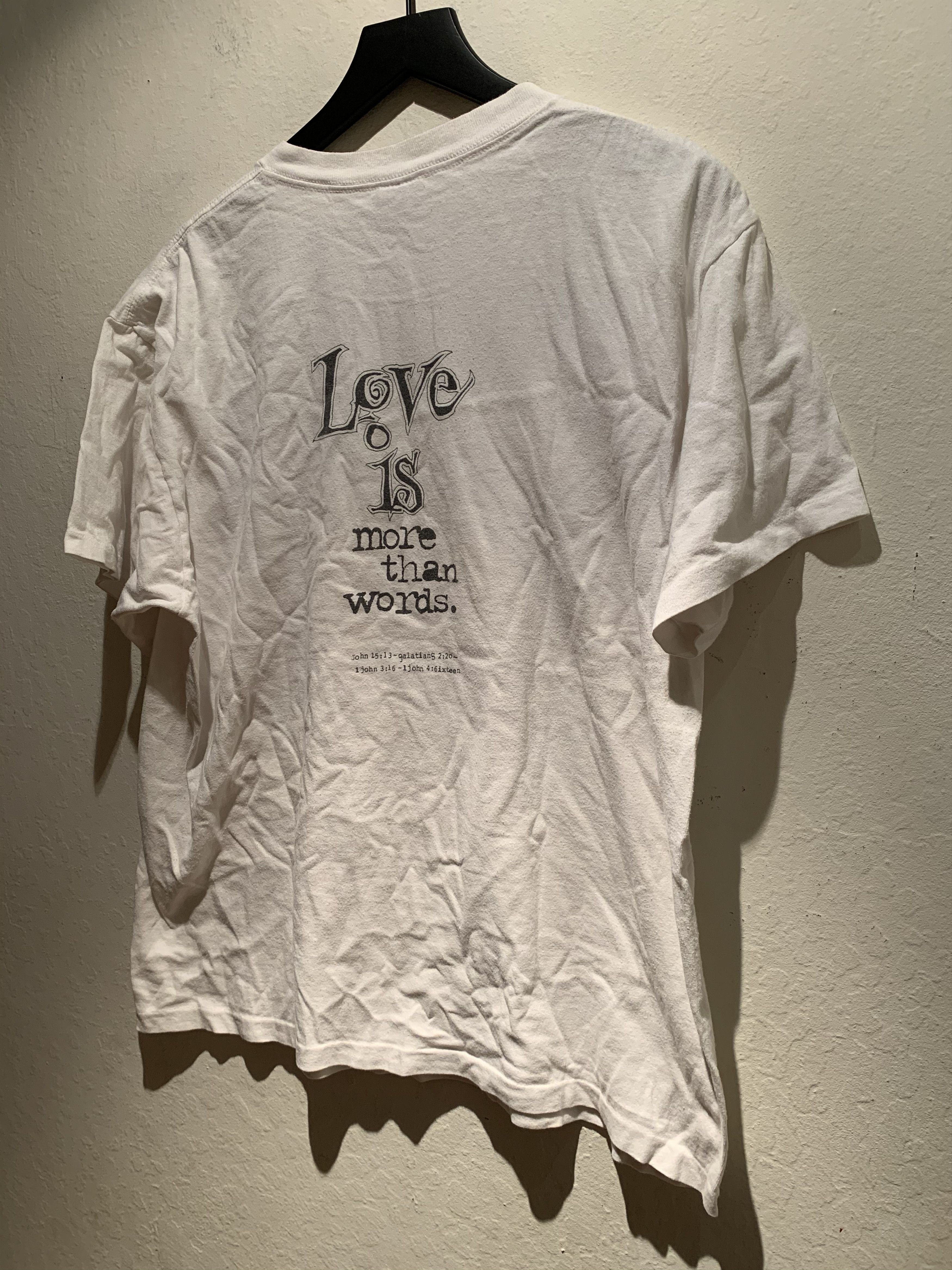 Vintage RARE* Vintage 1994 Living Epistles Jesus Actions Speak Shirt Size US L / EU 52-54 / 3 - 4 Thumbnail