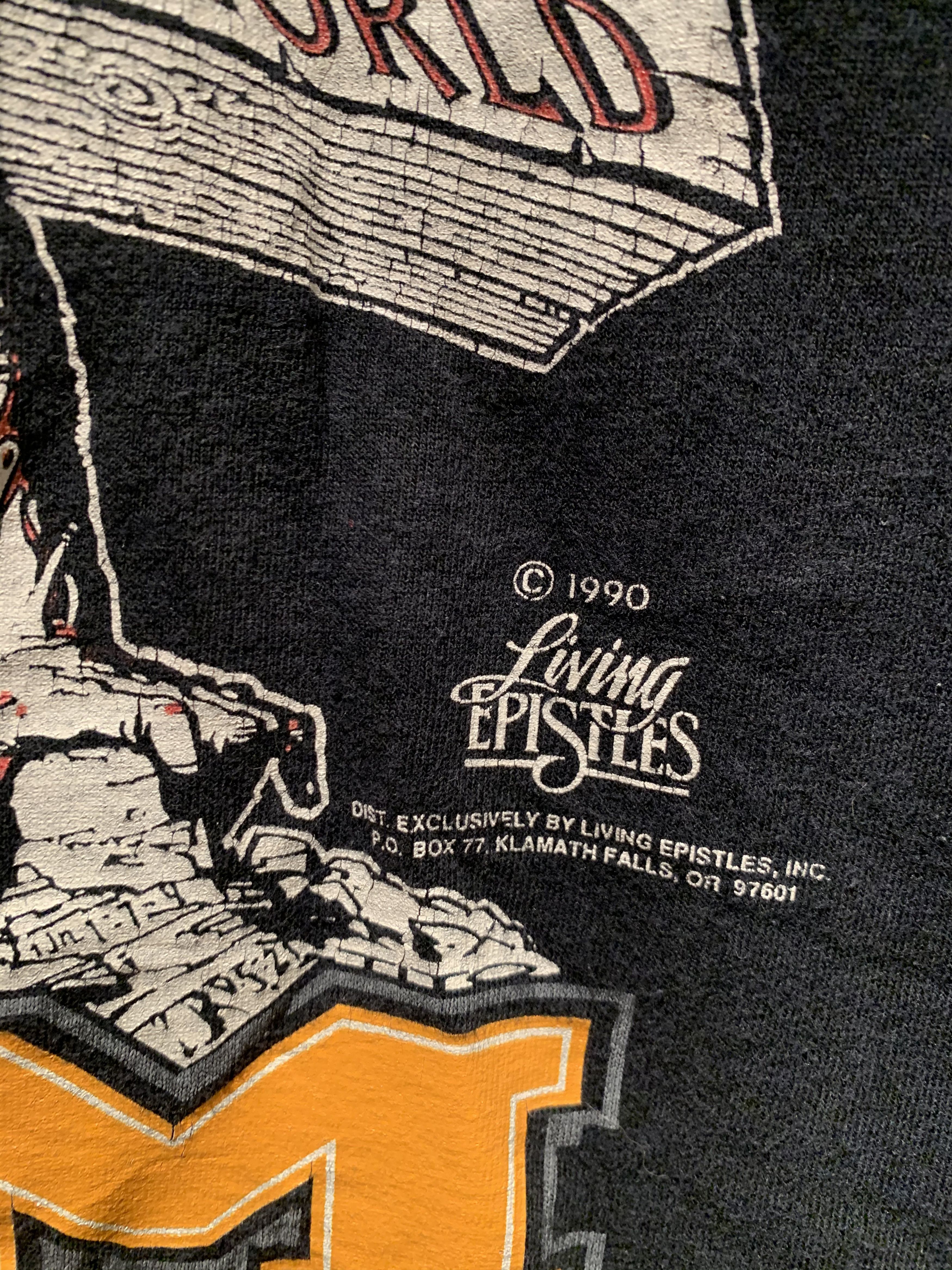 Vintage RARE 1990 Living Epistles Lords Gym Christian USA-Made Shirt Size US XL / EU 56 / 4 - 3 Thumbnail
