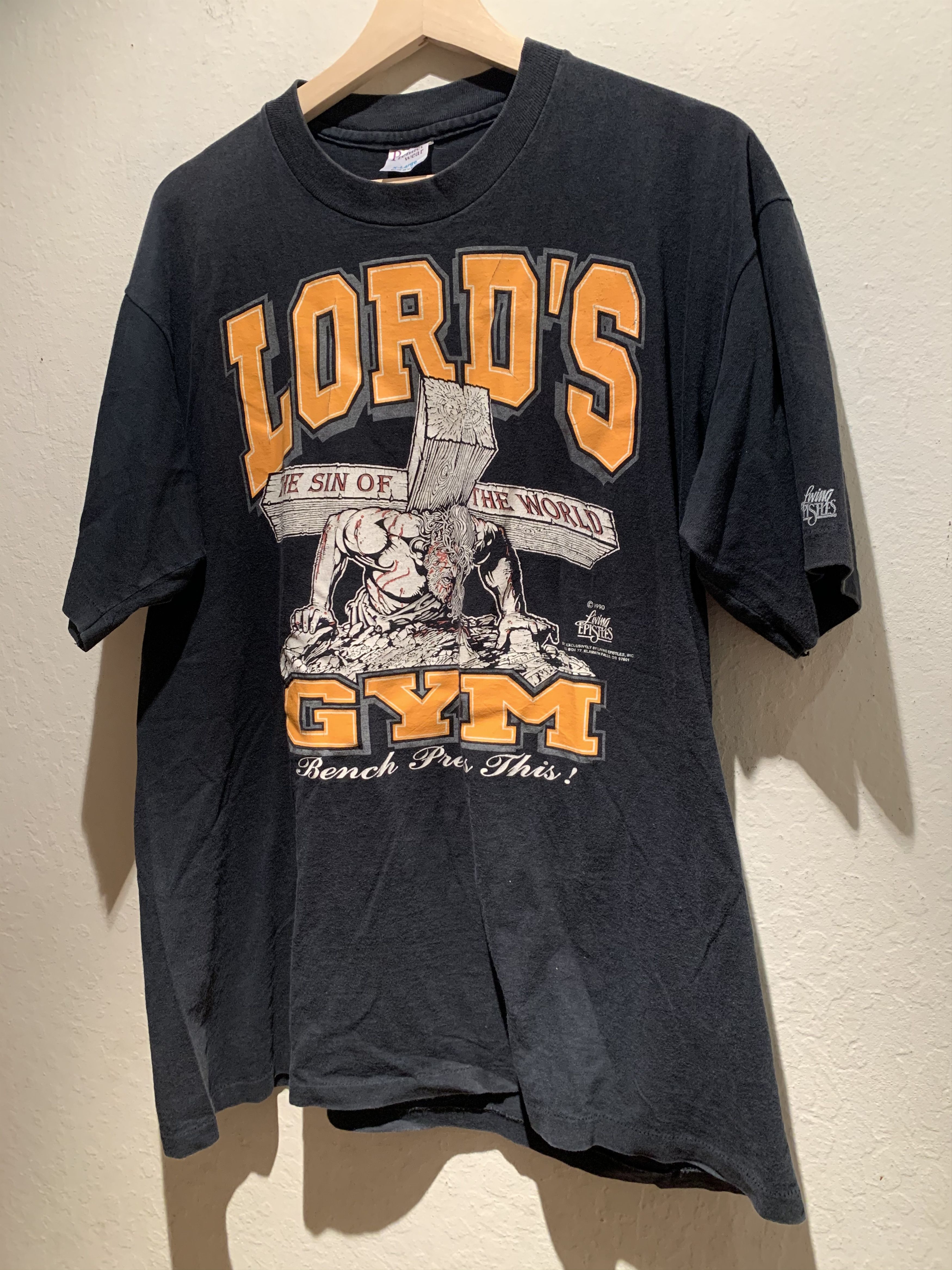 Vintage RARE 1990 Living Epistles Lords Gym Christian USA-Made Shirt Size US XL / EU 56 / 4 - 1 Thumbnail