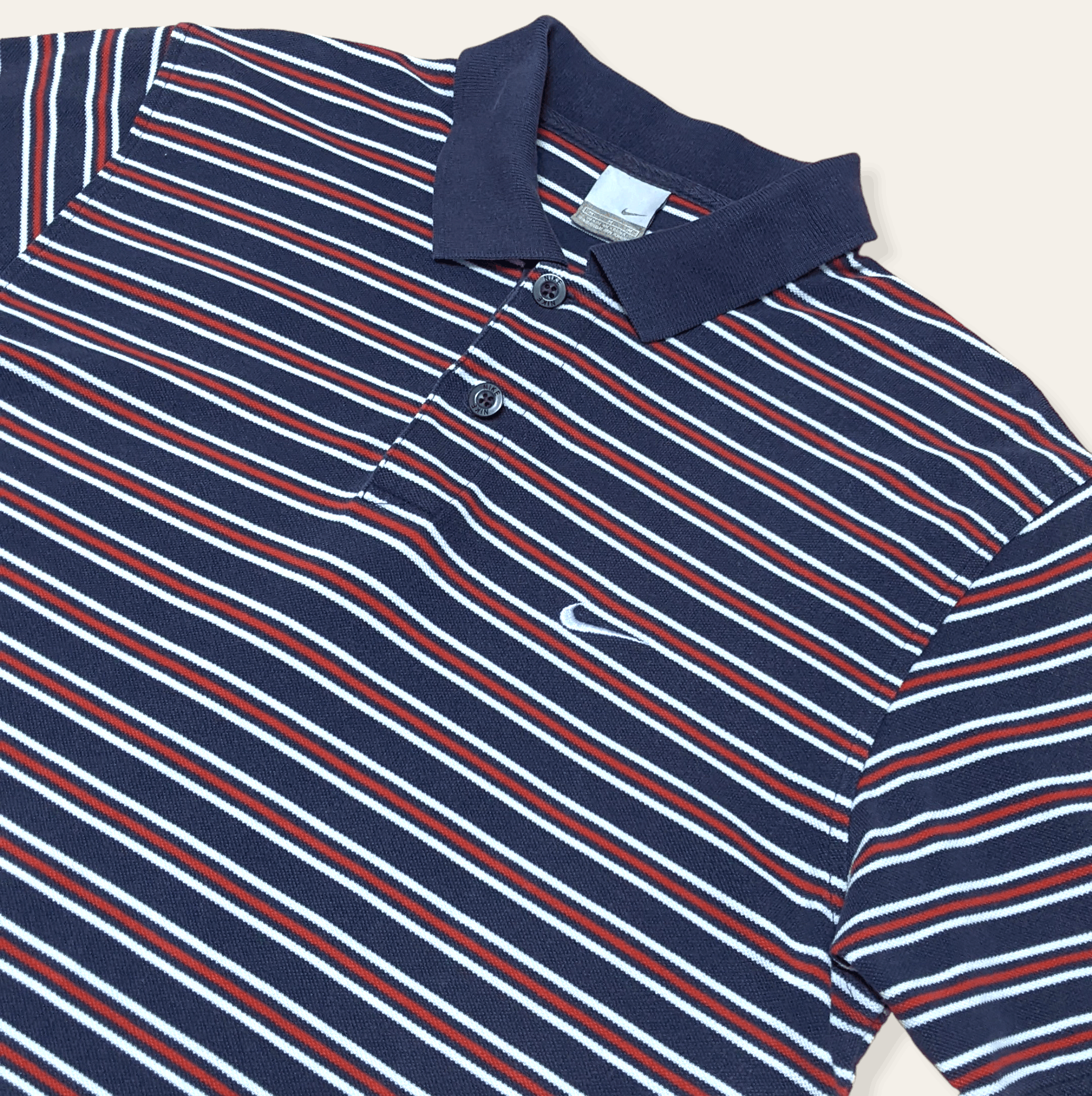 Nike × Vintage Vintage Nike Small Swoosh Striped Polo T shirt Size US M / EU 48-50 / 2 - 1 Thumbnail