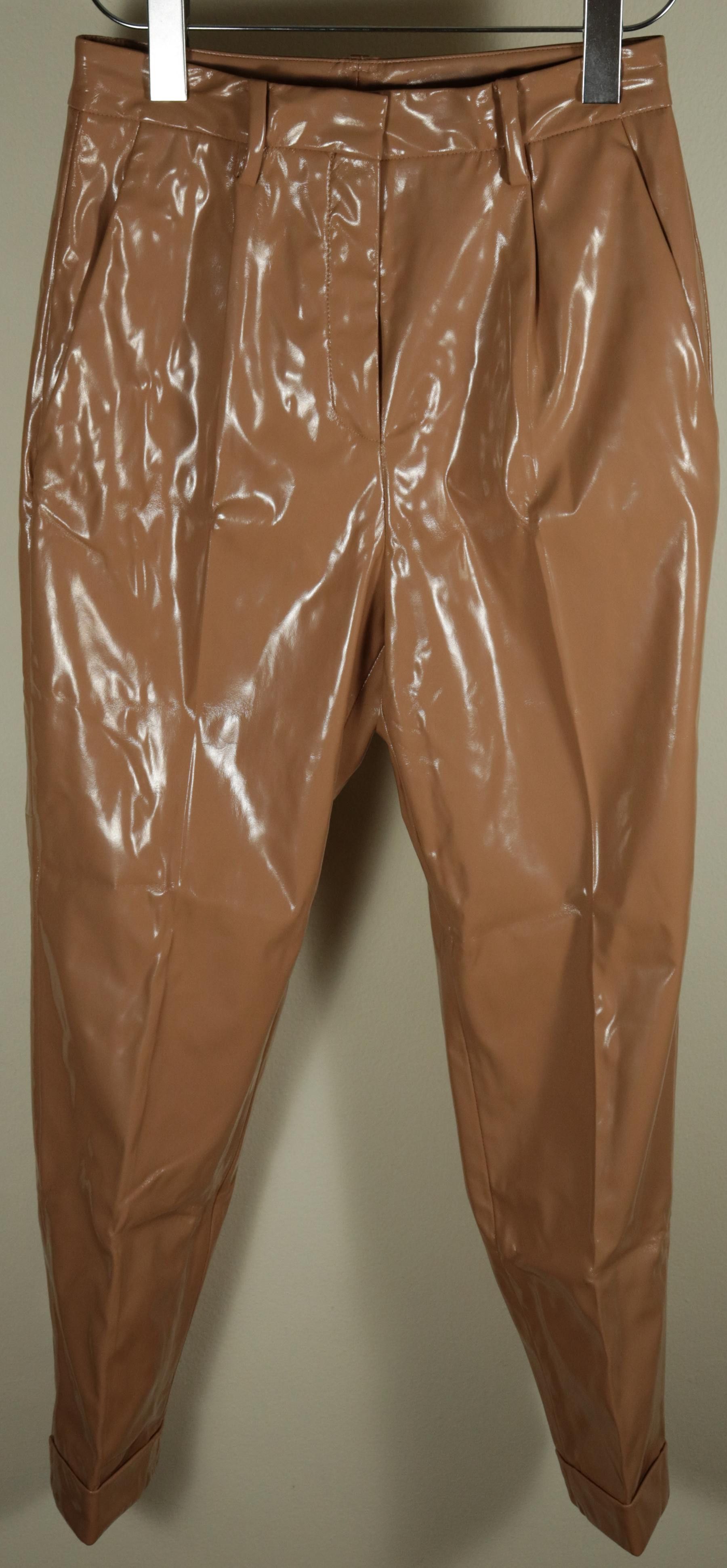 N°21 Women's Patent Faux Leather Trousers Pants Size 36
