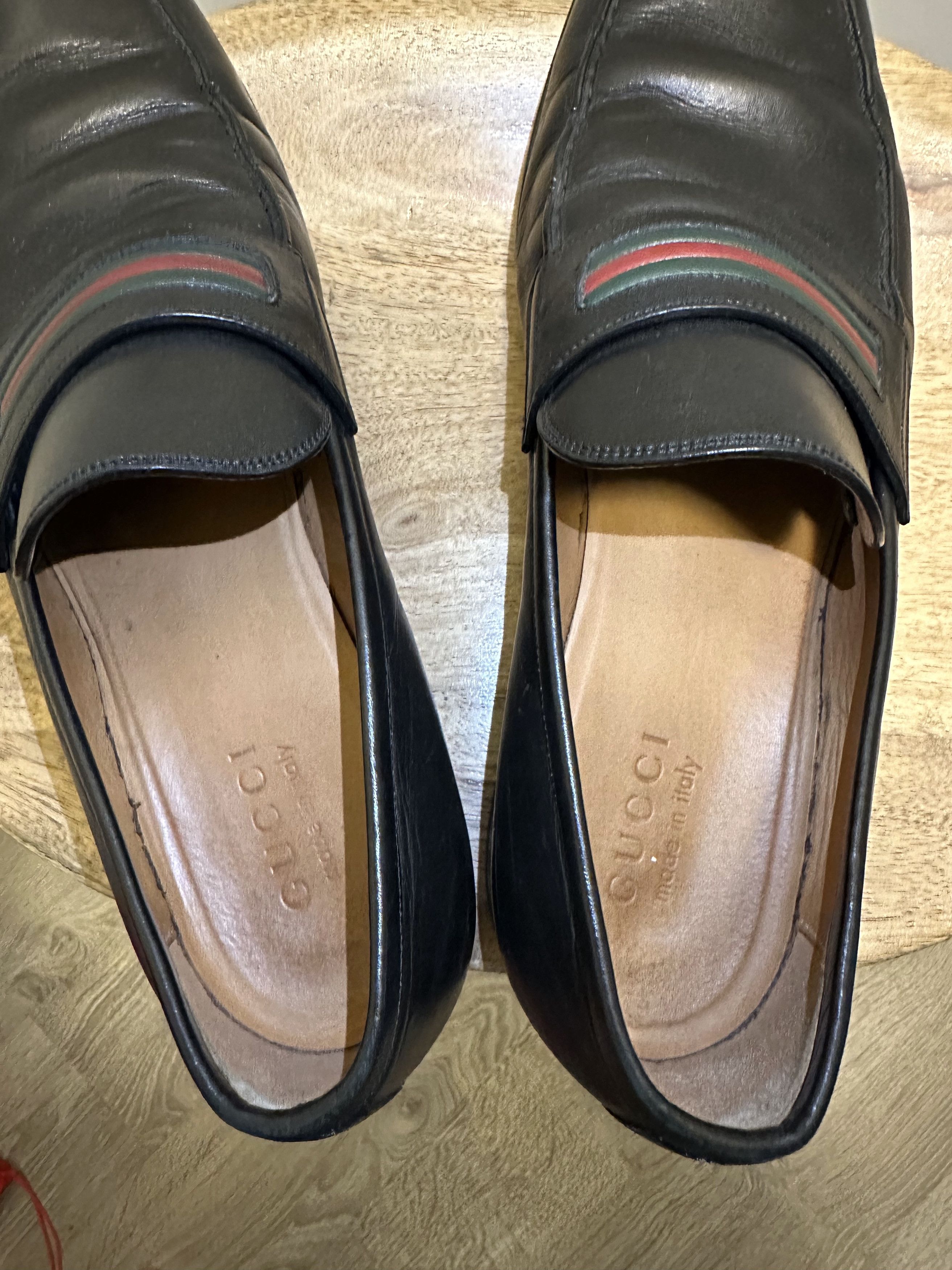Gucci Gucci Red Green Stripe Black Leather Loafers Size US 9.5 / EU 42-43 - 5 Thumbnail