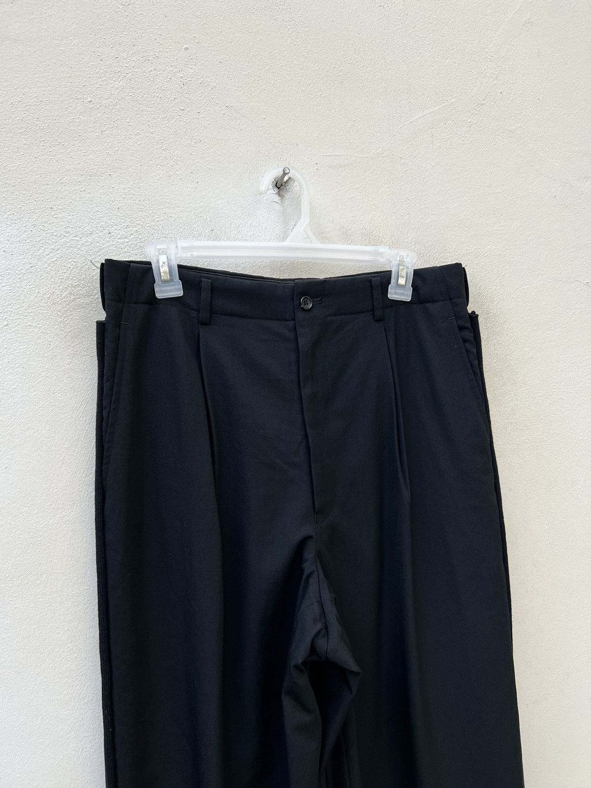Comme des Garcons Homme Vintage 1996 CDGH Side Strap Baggy Black Wool Trouser Pant Size US 31 - 2 Thumbnail