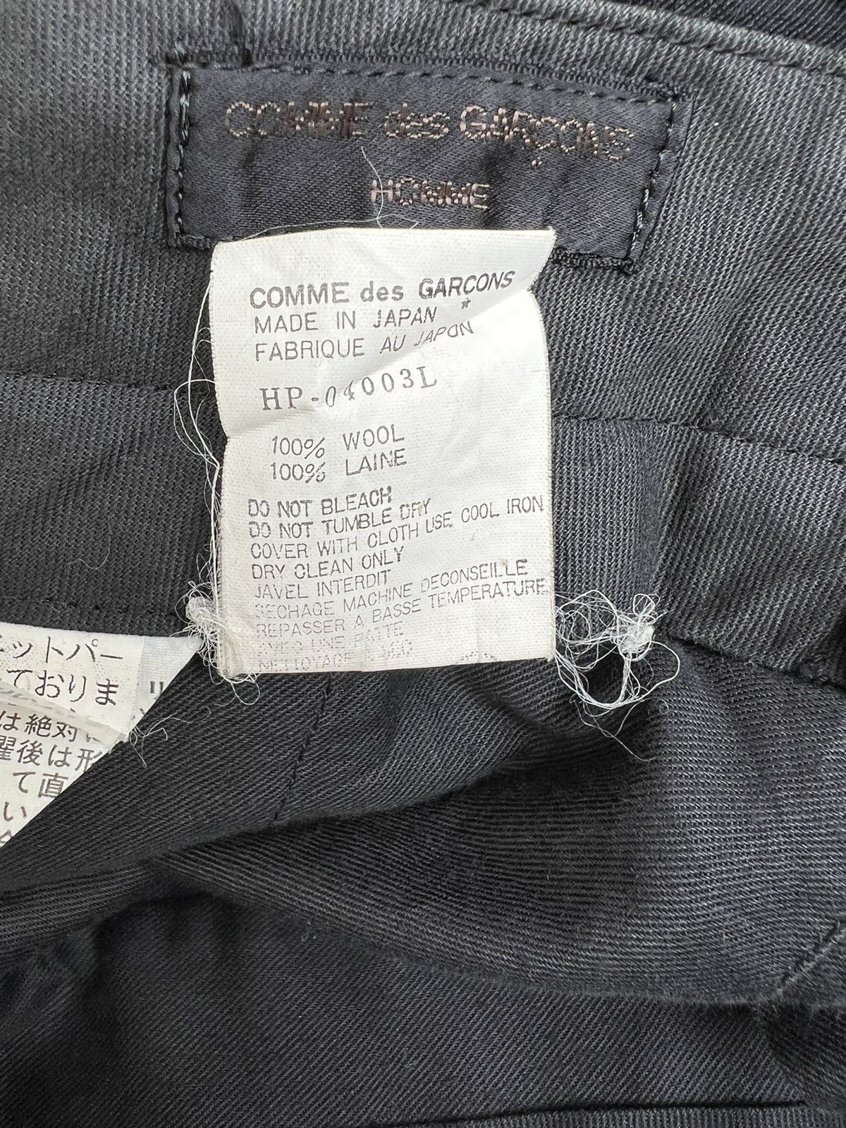Comme des Garcons Homme Vintage 1996 CDGH Side Strap Baggy Black Wool Trouser Pant Size US 31 - 15 Thumbnail