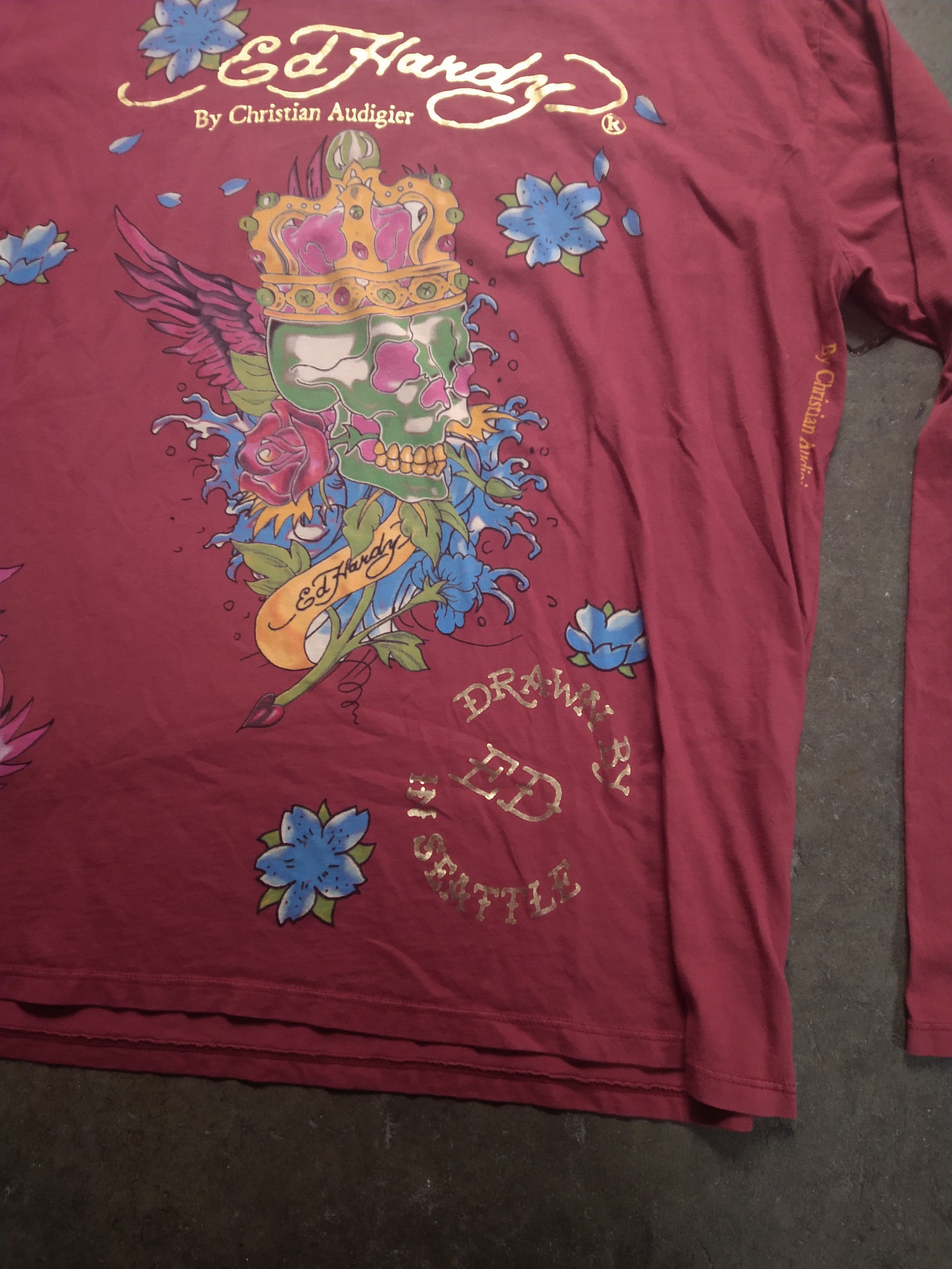 Christian Audigier Ed Hardy Tshirt Men's Size 2XL XXL Red Skull Snake Dagger Size US XXL / EU 58 / 5 - 8 Thumbnail