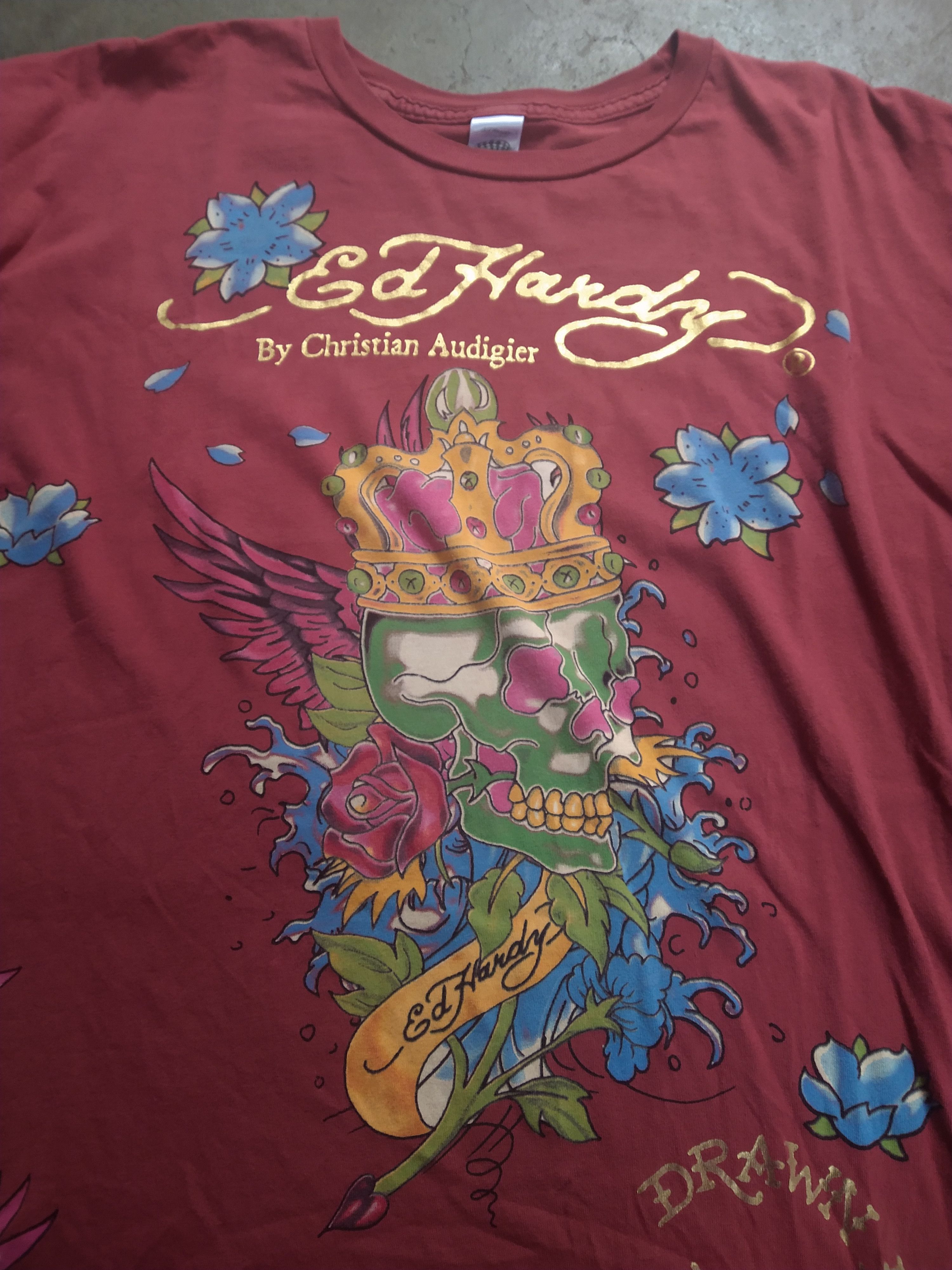 Christian Audigier Ed Hardy Tshirt Men's Size 2XL XXL Red Skull Snake Dagger Size US XXL / EU 58 / 5 - 7 Thumbnail
