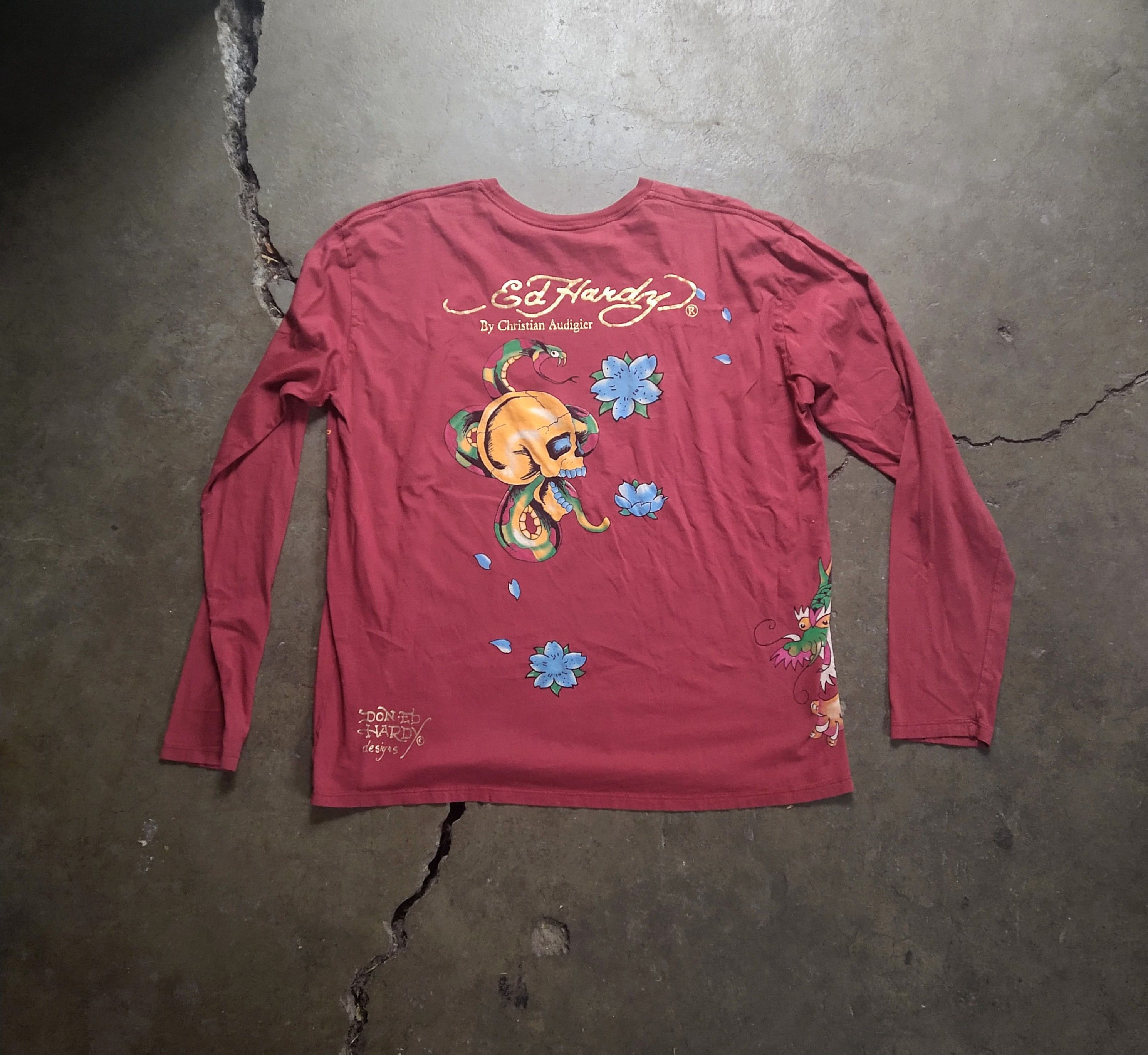 Christian Audigier Ed Hardy Tshirt Men's Size 2XL XXL Red Skull Snake Dagger Size US XXL / EU 58 / 5 - 13 Thumbnail