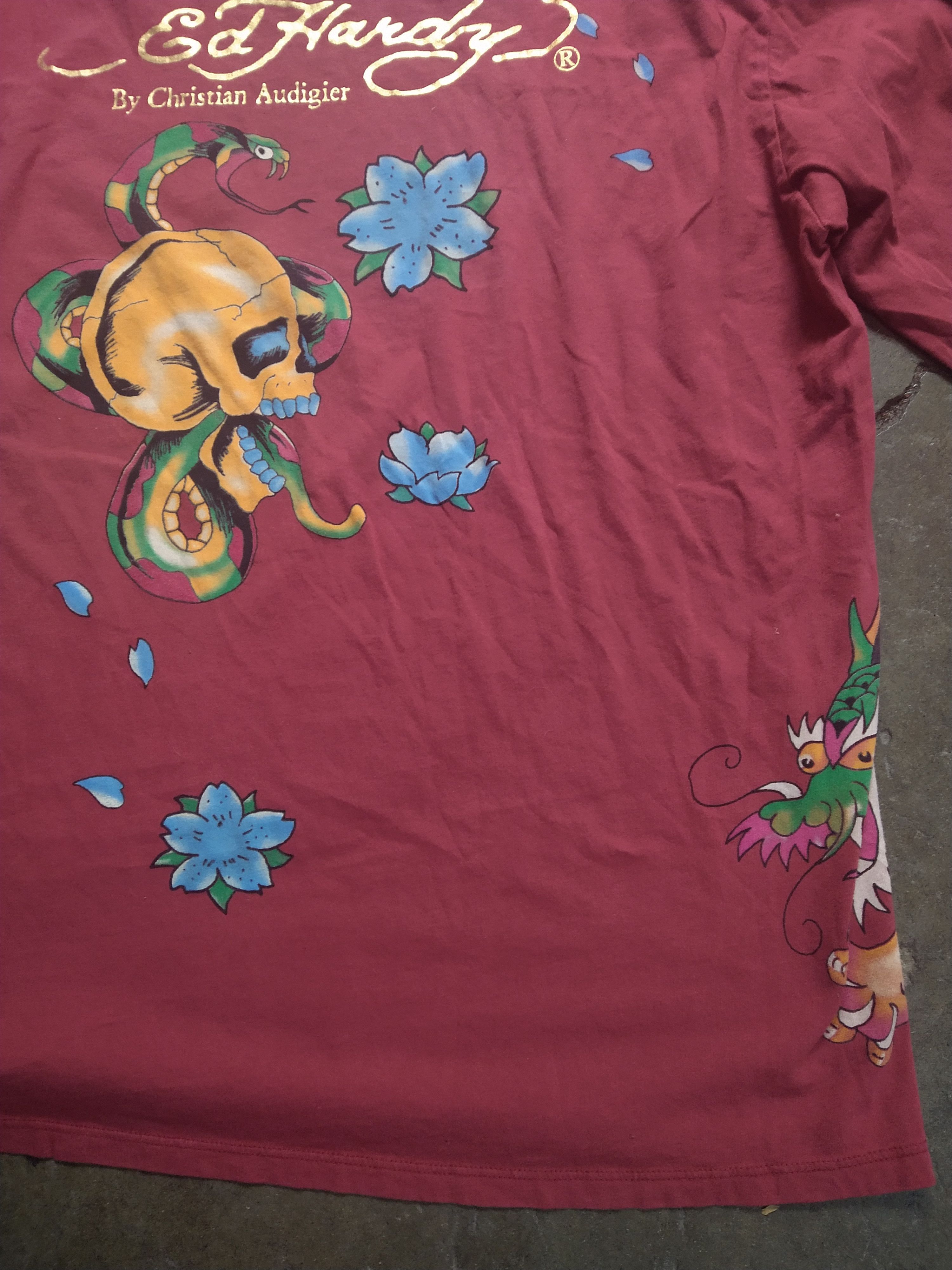 Christian Audigier Ed Hardy Tshirt Men's Size 2XL XXL Red Skull Snake Dagger Size US XXL / EU 58 / 5 - 15 Thumbnail