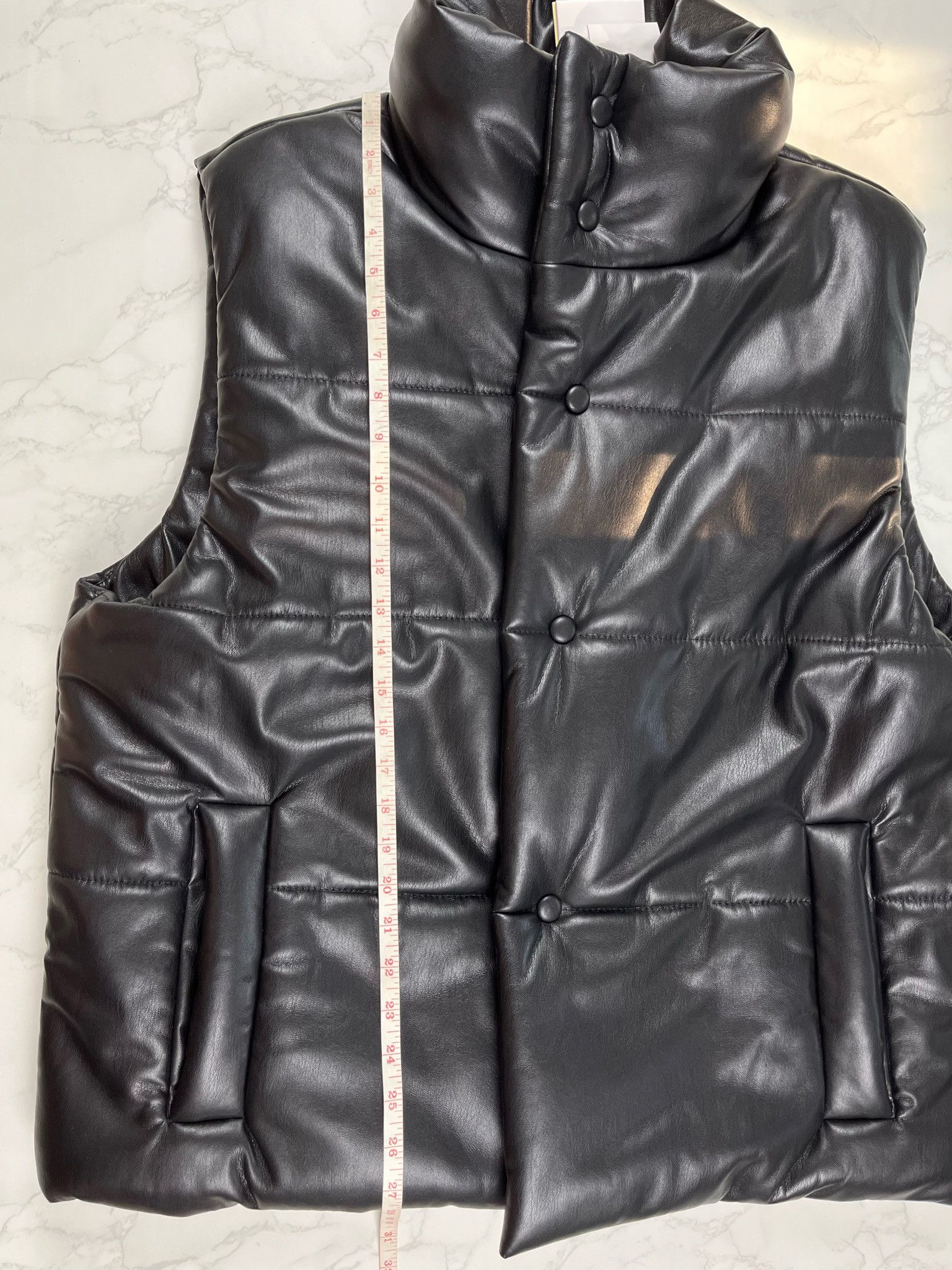 Nanushka Nanushka Vegan Leather Black Puffer Vest Jacket Size US L / EU 52-54 / 3 - 3 Thumbnail