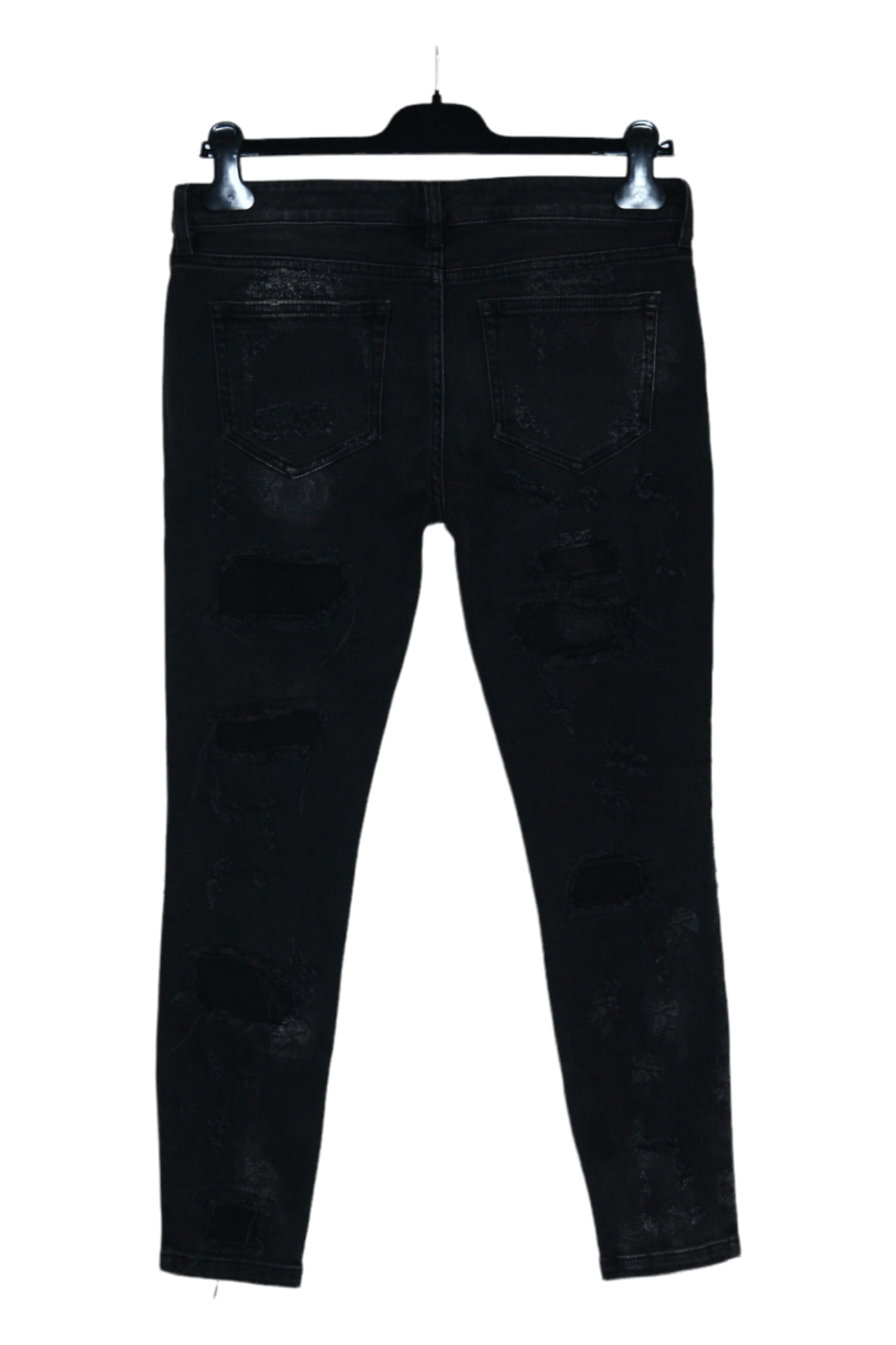 If Six Was Nine Faith Connexion Black Denim Destroyer Skinny Unisex Jeans Size 27" / US 4 / IT 40 - 2 Thumbnail