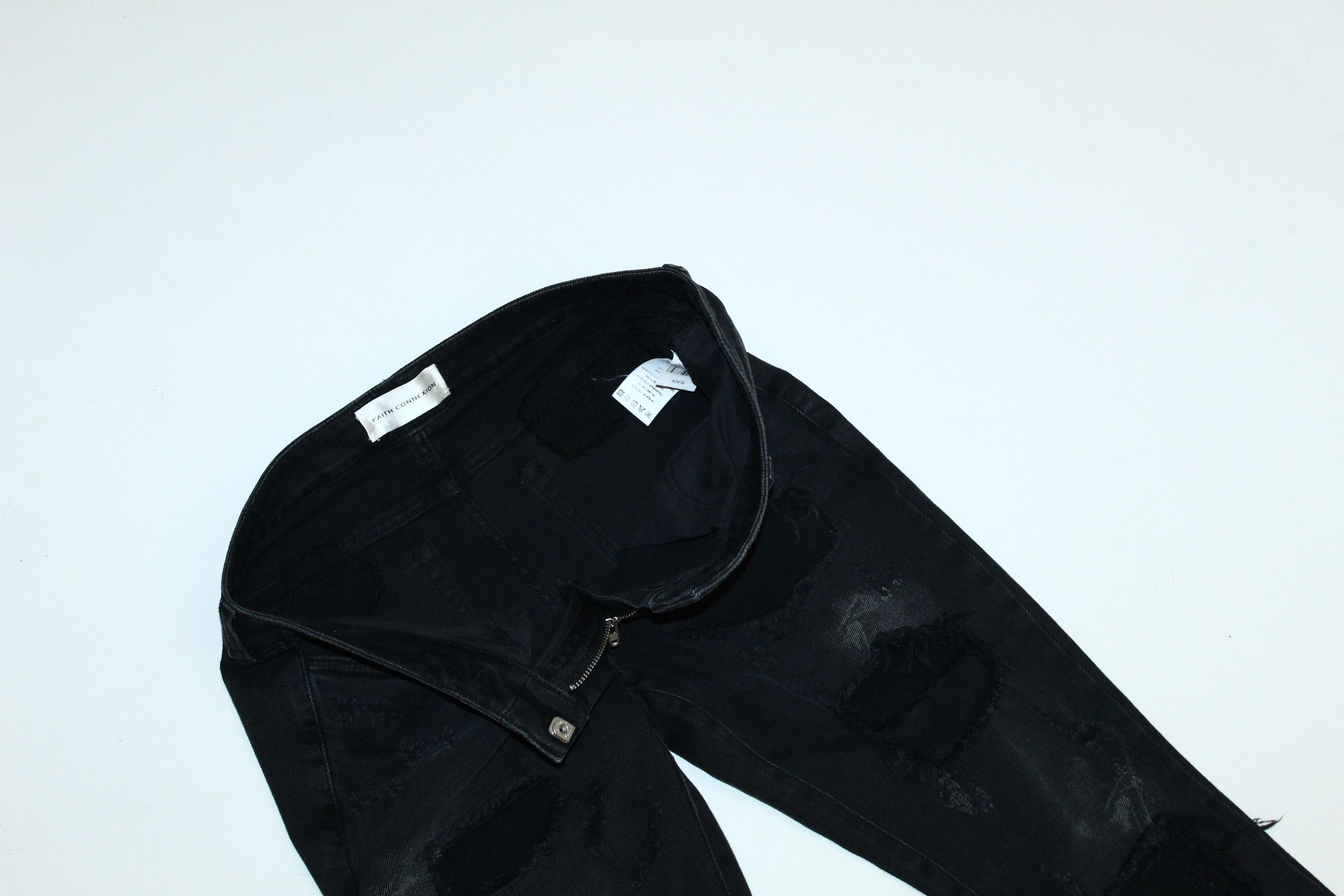 If Six Was Nine Faith Connexion Black Denim Destroyer Skinny Unisex Jeans Size 27" / US 4 / IT 40 - 3 Thumbnail