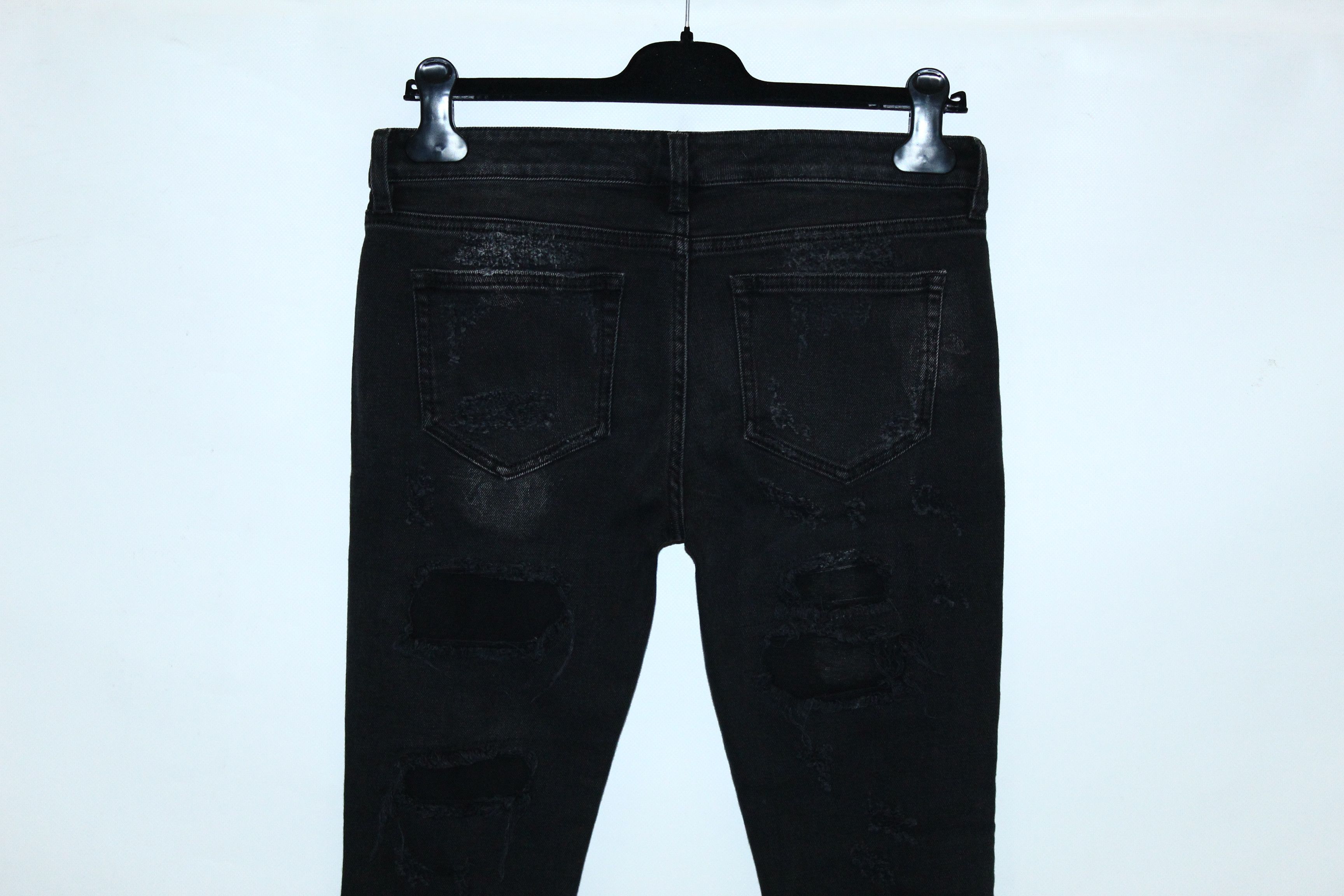 If Six Was Nine Faith Connexion Black Denim Destroyer Skinny Unisex Jeans Size 27" / US 4 / IT 40 - 8 Thumbnail
