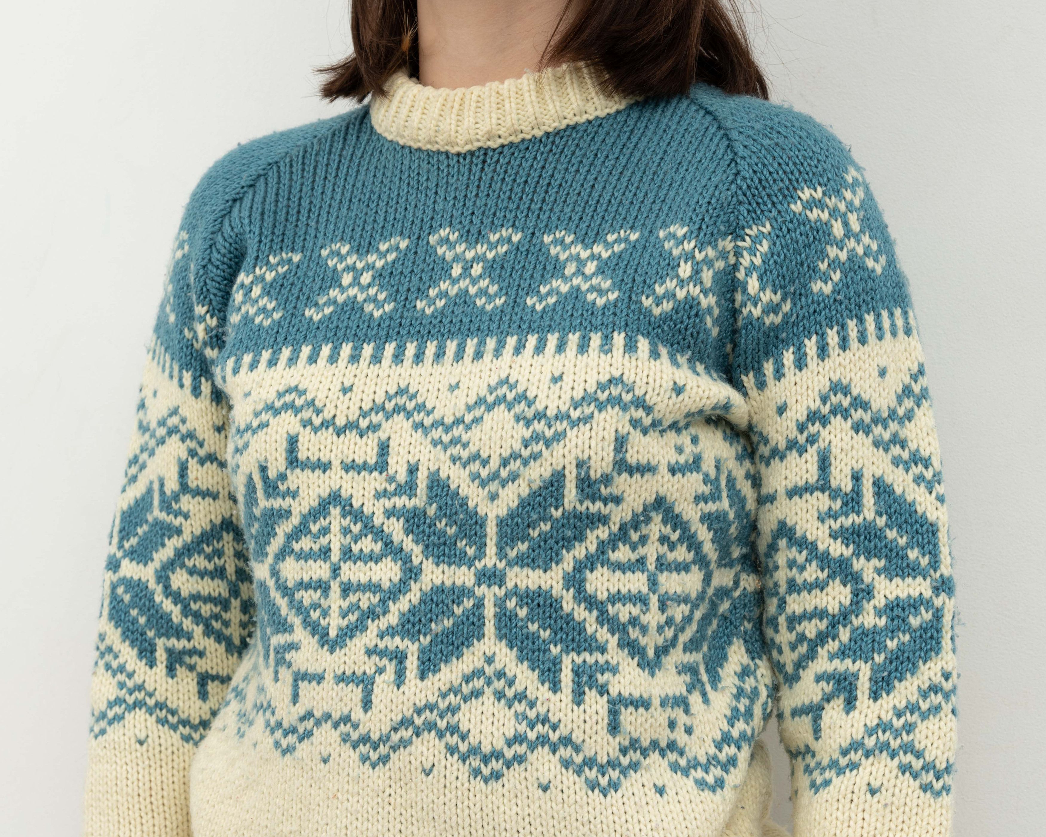 Vintage Wool Sweater Pullover Jumper Knitted Mock Neck Christmas Size M / US 6-8 / IT 42-44 - 3 Thumbnail