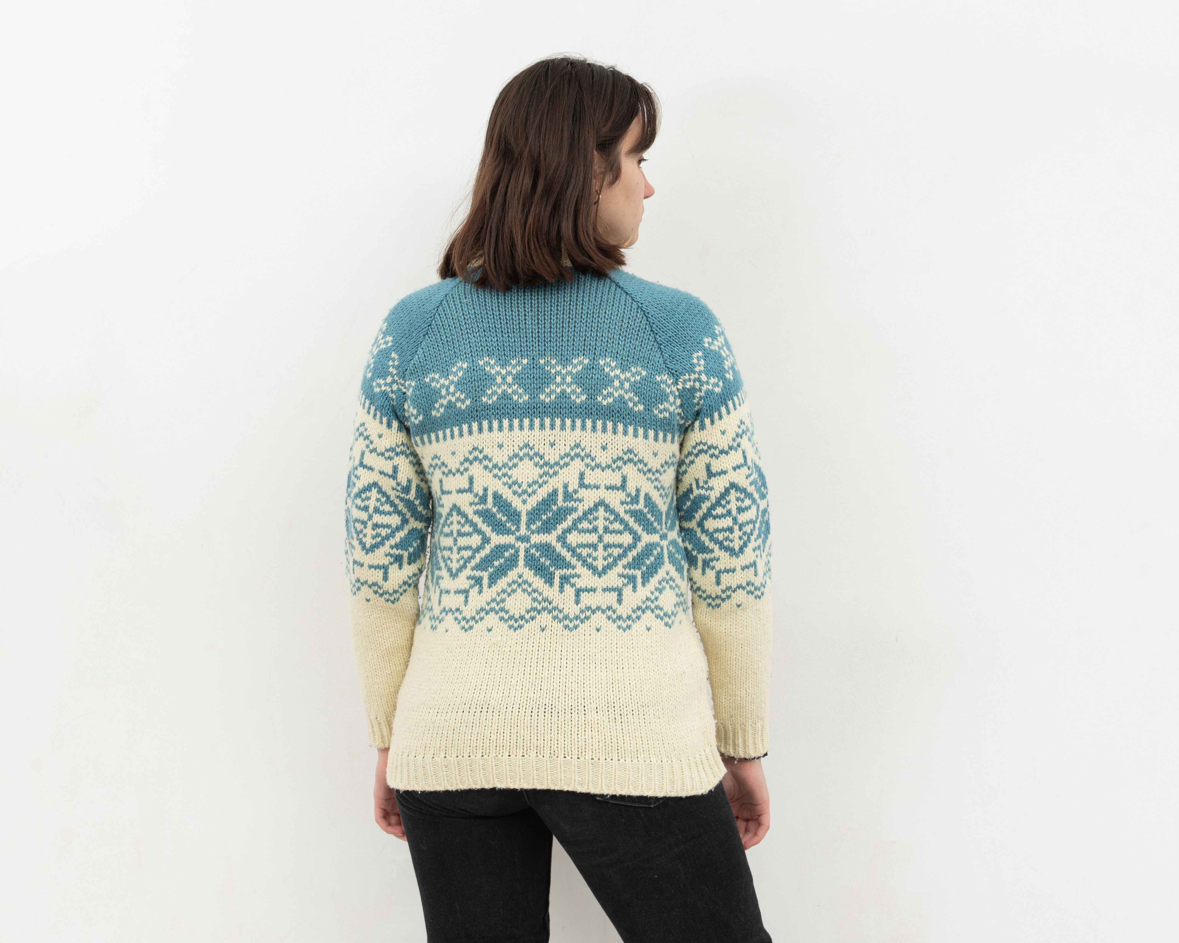 Vintage Wool Sweater Pullover Jumper Knitted Mock Neck Christmas Size M / US 6-8 / IT 42-44 - 5 Thumbnail