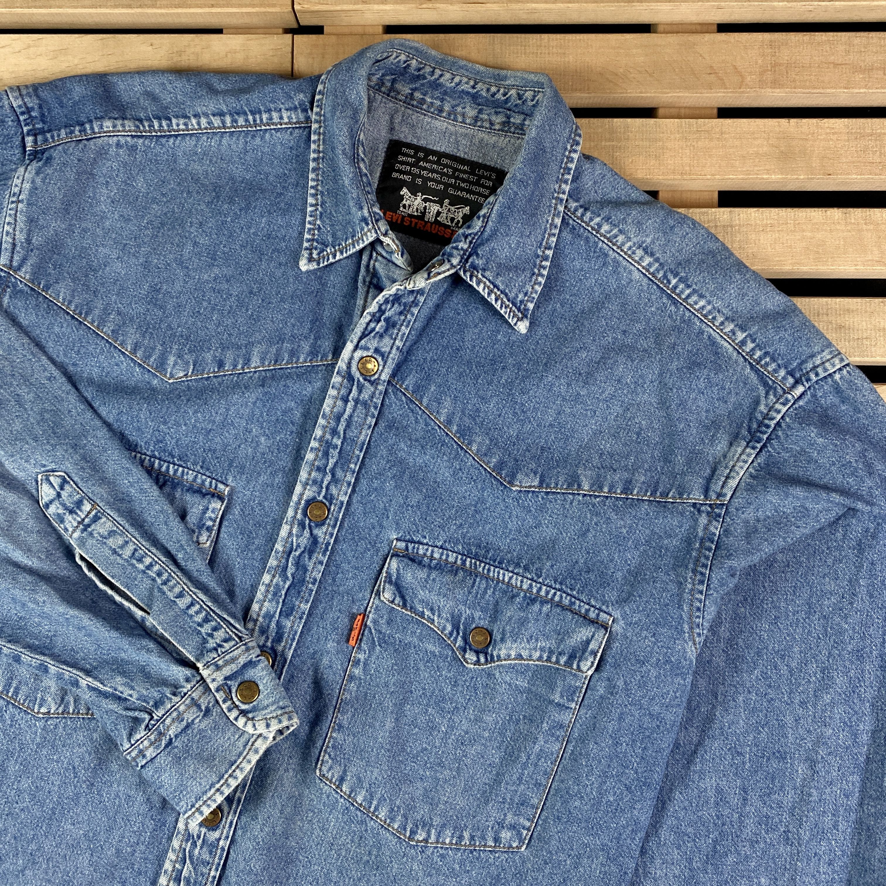Levi's × Levi's Vintage Clothing × Vintage Mens Jeans Shirt Long Sleeve Levi’s Vintage Size M Size US M / EU 48-50 / 2 - 2 Thumbnail