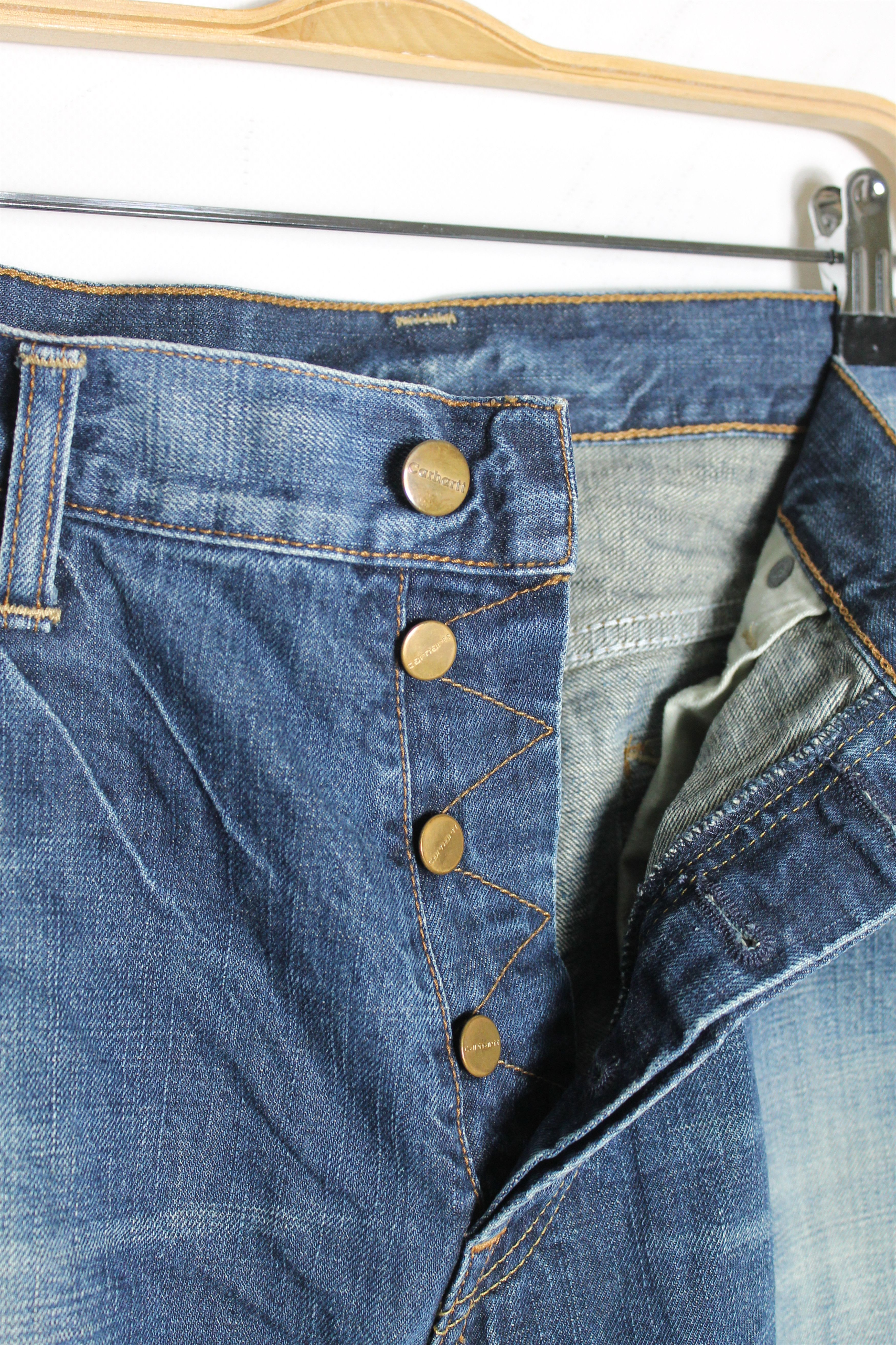 Carhartt Vintage 36 x 32 CARHARTT Distressed Denim Pants Washed Blue Size US 37 - 6 Thumbnail