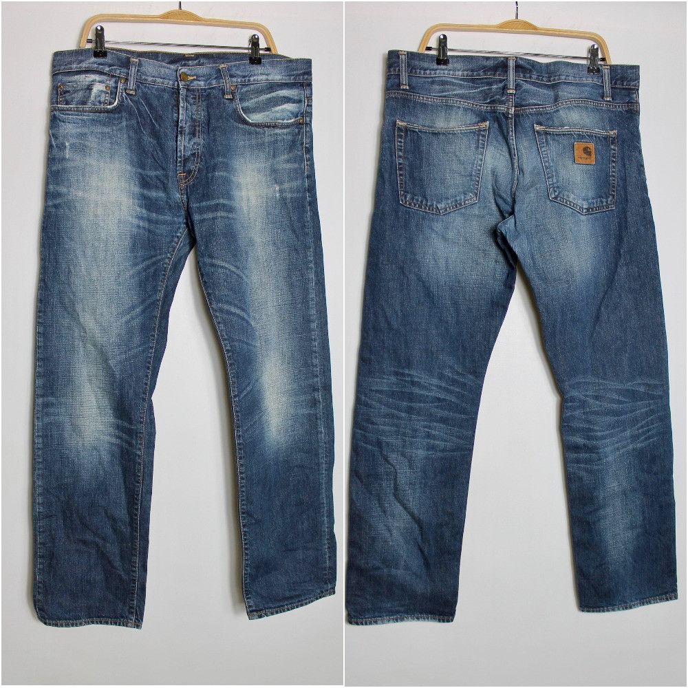 Carhartt Vintage 36 x 32 CARHARTT Distressed Denim Pants Washed Blue Size US 37 - 1 Thumbnail