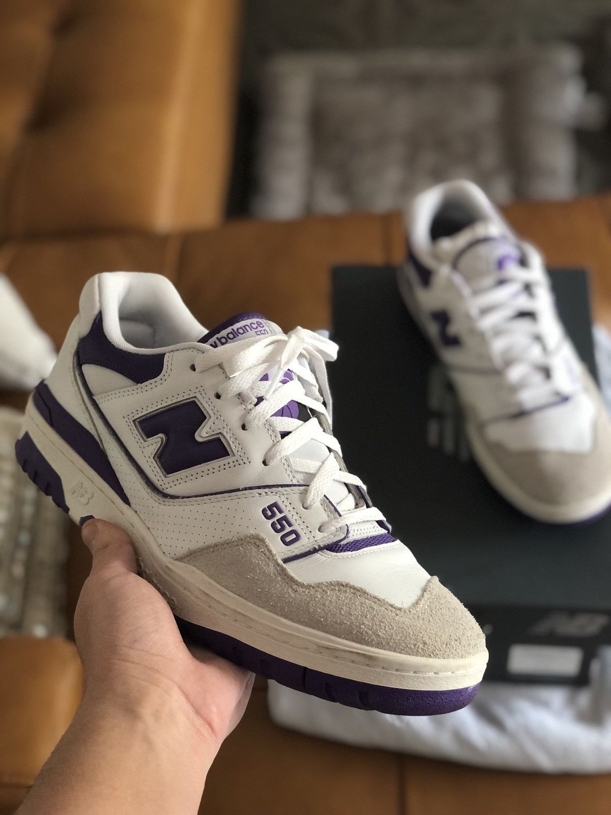 New Balance × Vintage New Balance 550 White / Purple Size US 10.5 / EU 43-44 - 2 Thumbnail