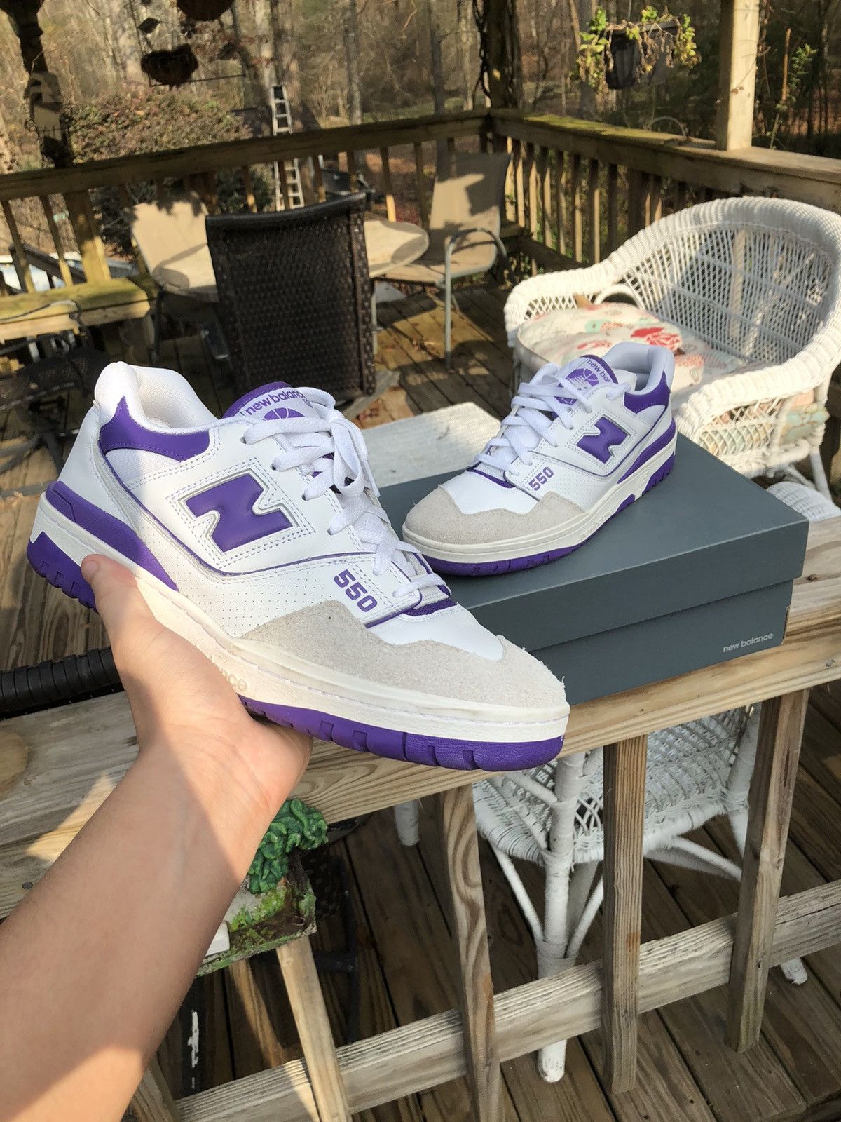 New Balance × Vintage New Balance 550 White / Purple Size US 10.5 / EU 43-44 - 1 Thumbnail