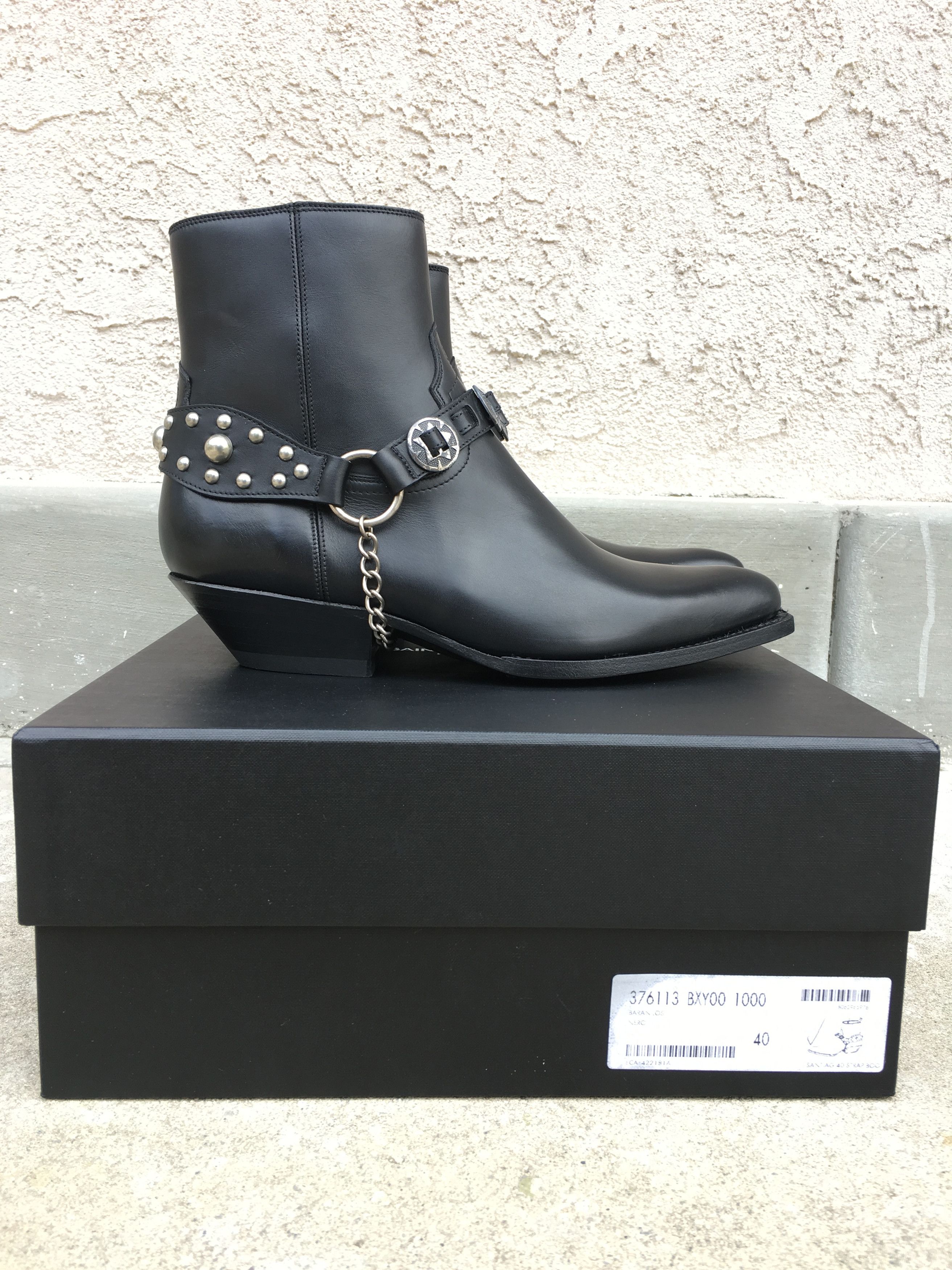 Saint Laurent Paris ss15 Black Santiag Concho Boots | Grailed