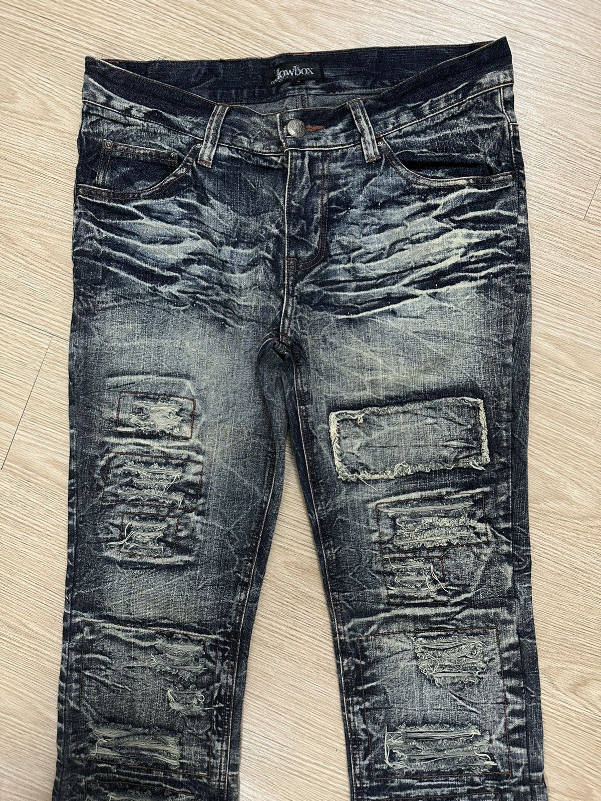 Japanese Brand × LOWBOX × Seditionaries Rare Lowbox Patchwork Punk Style Jeans Travis Scott Size 34" / US 12 / IT 48 - 3 Thumbnail