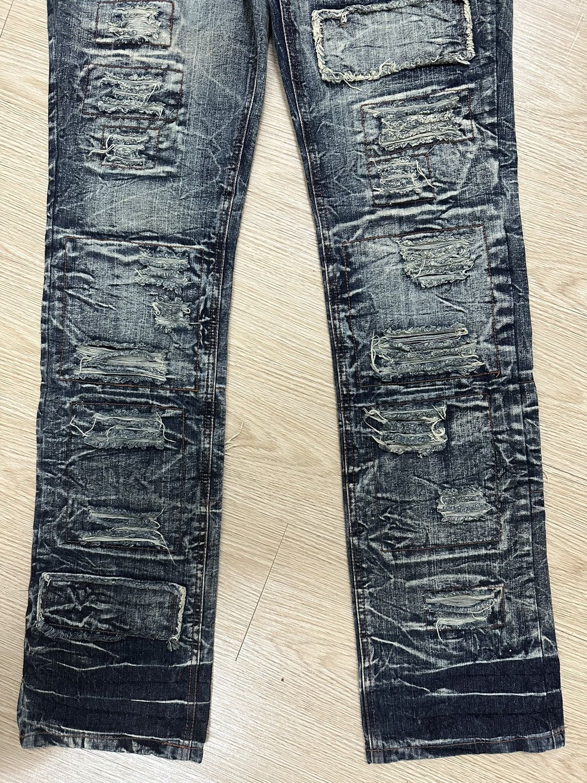 Japanese Brand × LOWBOX × Seditionaries Rare Lowbox Patchwork Punk Style Jeans Travis Scott Size 34" / US 12 / IT 48 - 5 Thumbnail