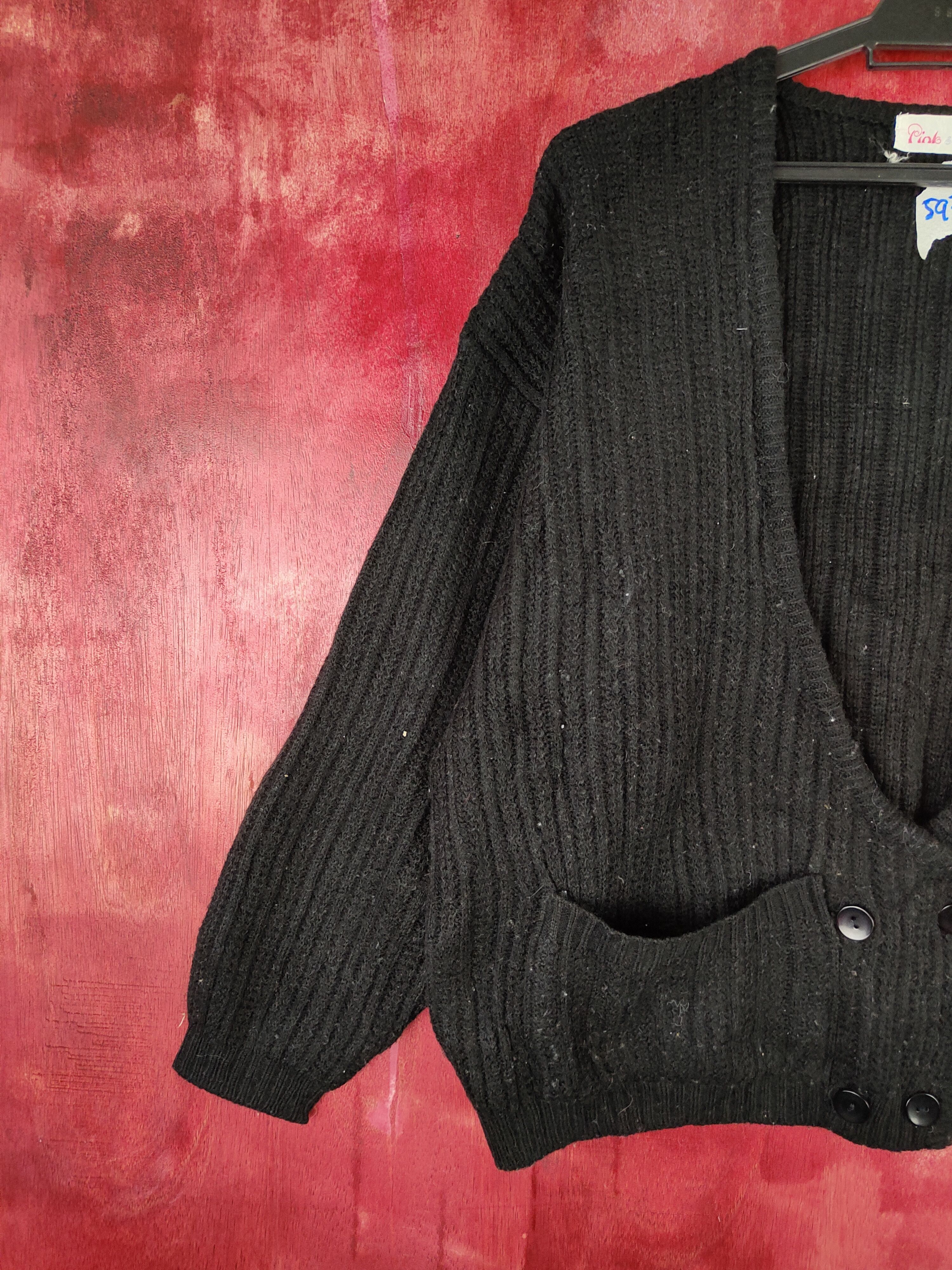 Japanese Brand × Vintage Pink & Pink Black Knitwear Cardigan #5931 Size L / US 10 / IT 46 - 3 Thumbnail