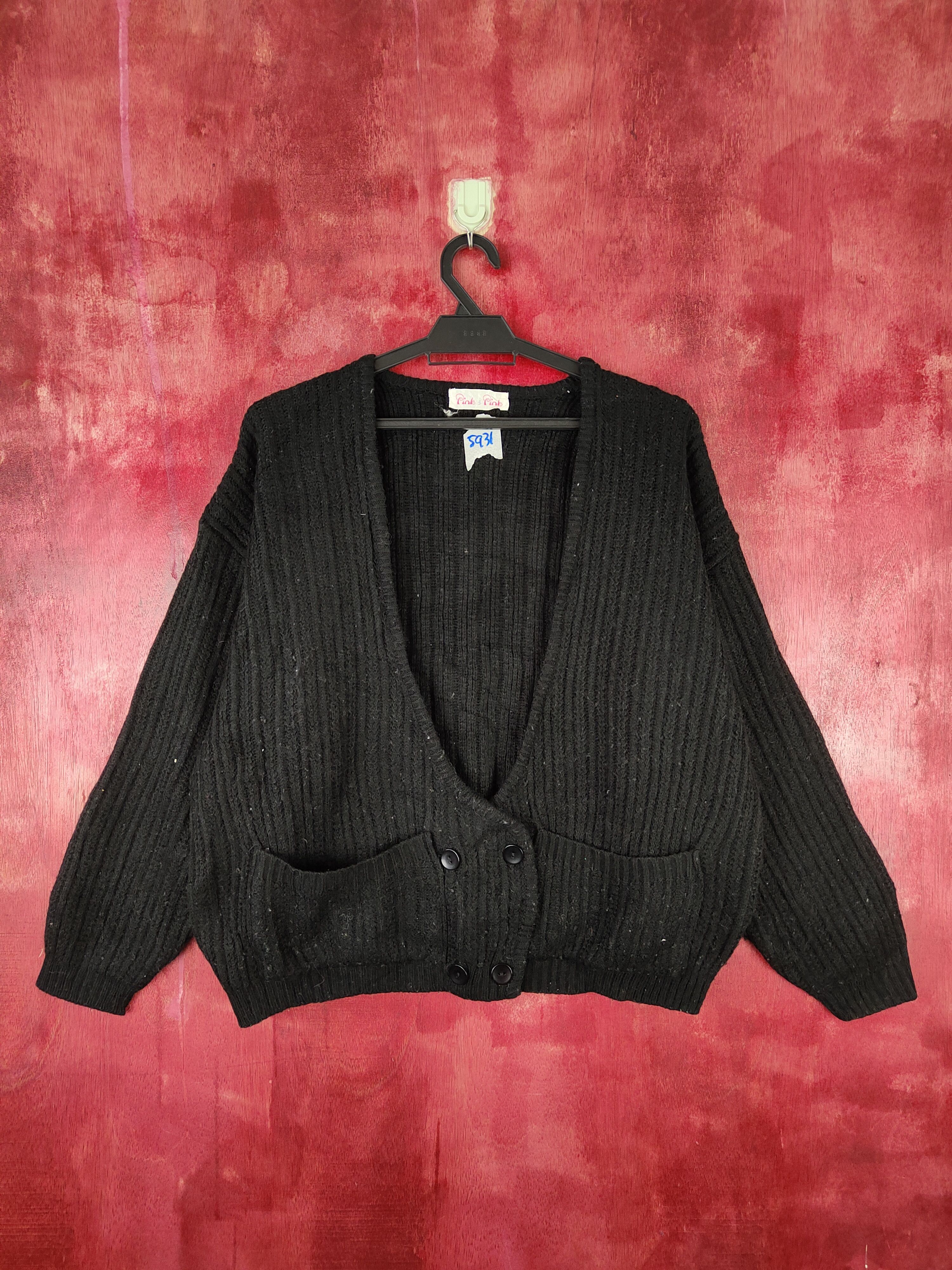 Japanese Brand × Vintage Pink & Pink Black Knitwear Cardigan #5931 Size L / US 10 / IT 46 - 1 Thumbnail