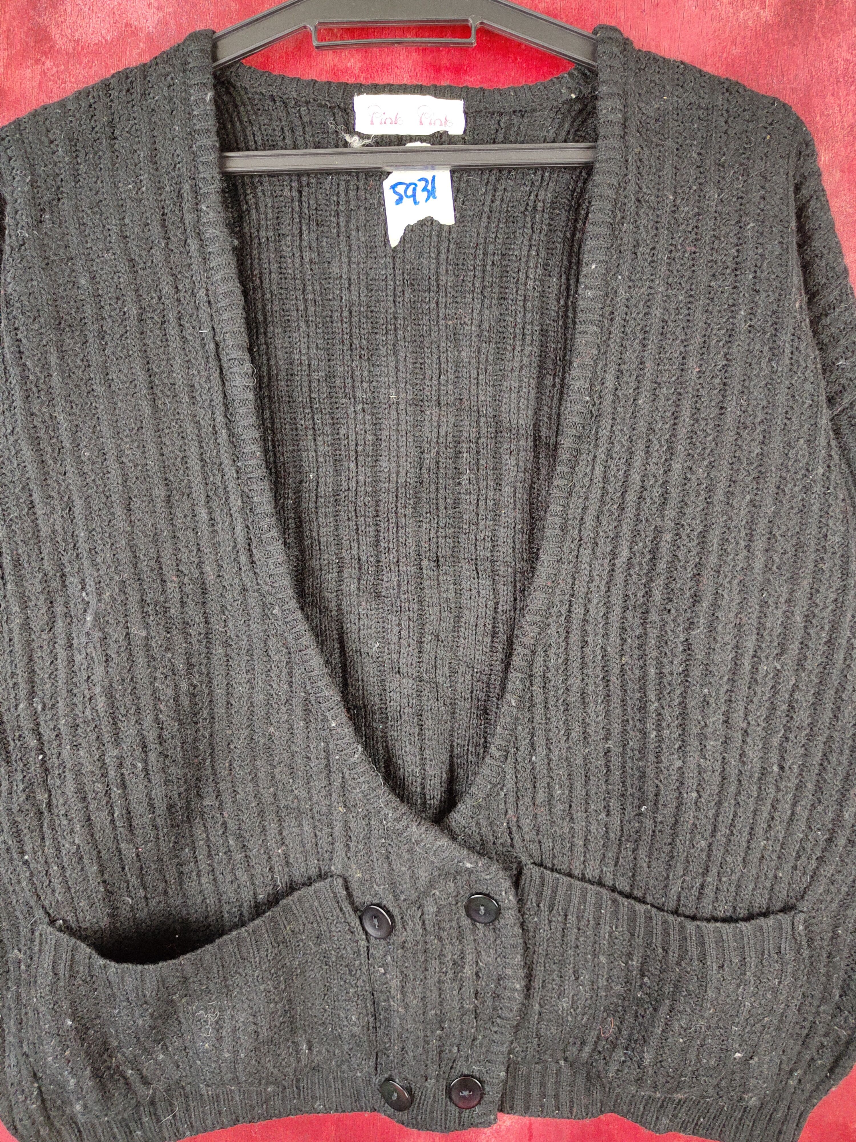 Japanese Brand × Vintage Pink & Pink Black Knitwear Cardigan #5931 Size L / US 10 / IT 46 - 2 Thumbnail