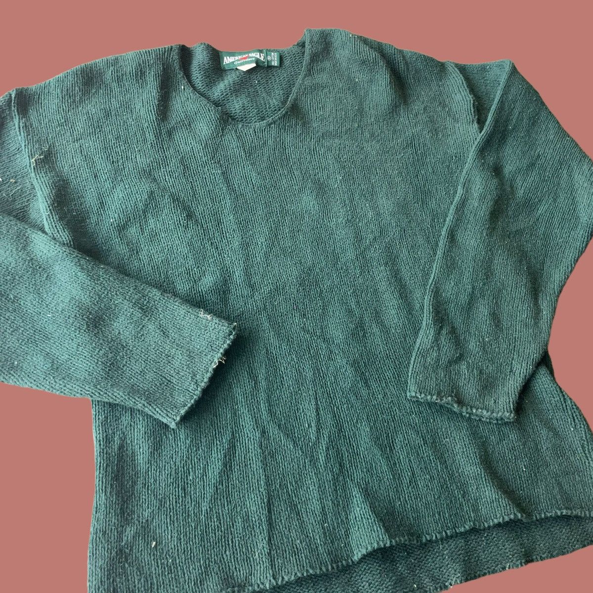 American Eagle Outfitters × Vintage 90s American Eagle Made In USA Pine Green Knitted Sweater Size US L / EU 52-54 / 3 - 1 Thumbnail