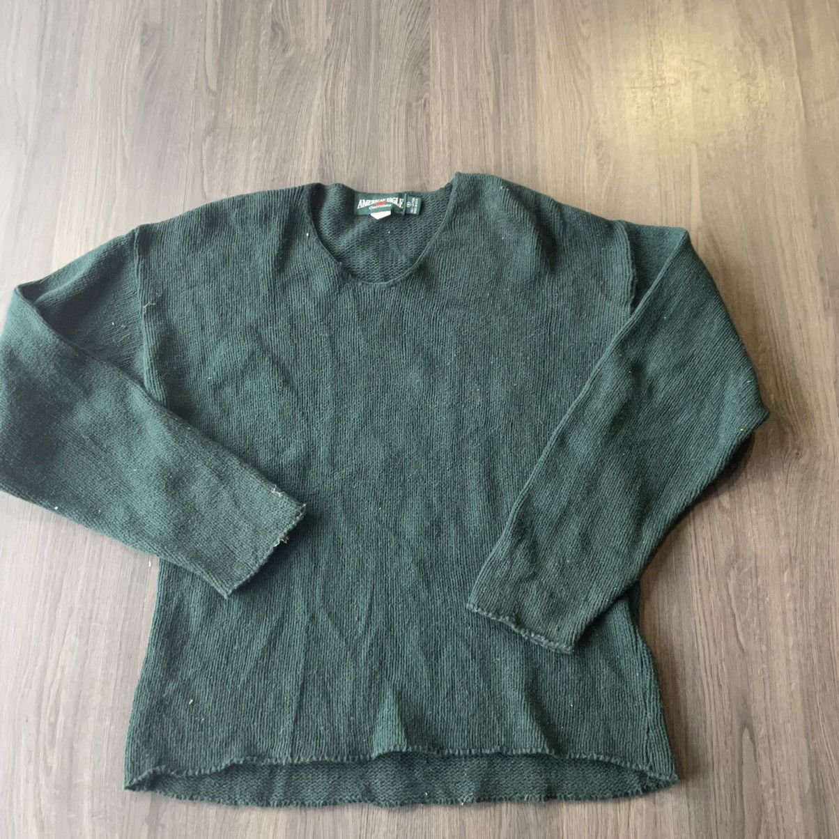 American Eagle Outfitters × Vintage 90s American Eagle Made In USA Pine Green Knitted Sweater Size US L / EU 52-54 / 3 - 4 Thumbnail