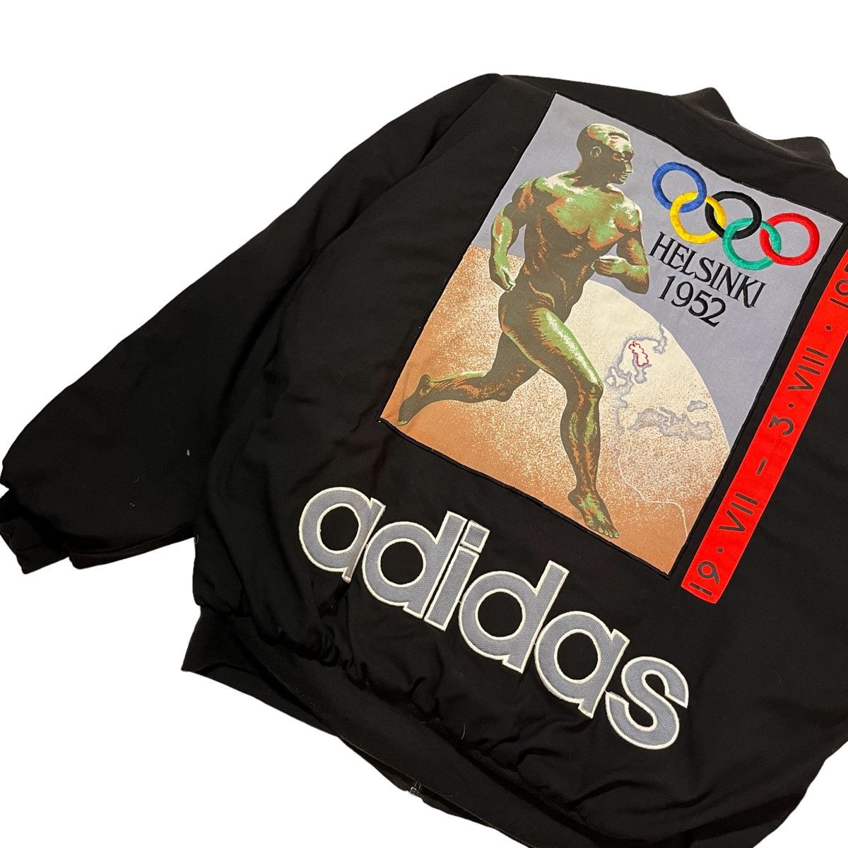 image of 80's Adidas Xvi Olympiadens 1950S Olympics Bomber in Black, Men's (Size Medium)