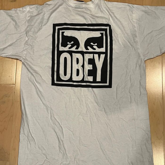 Obey Obey White Front Logo T-Shirt | Grailed