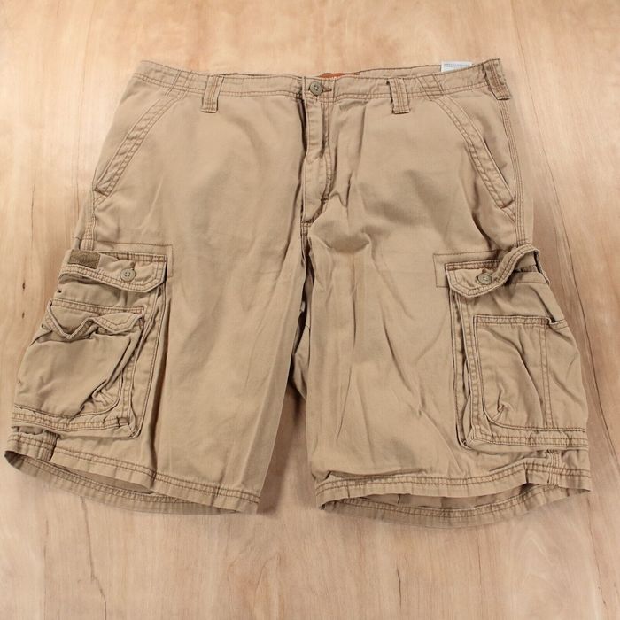 Lee Lee Dungarees men's cargo shorts 38 faded distressed beige tan