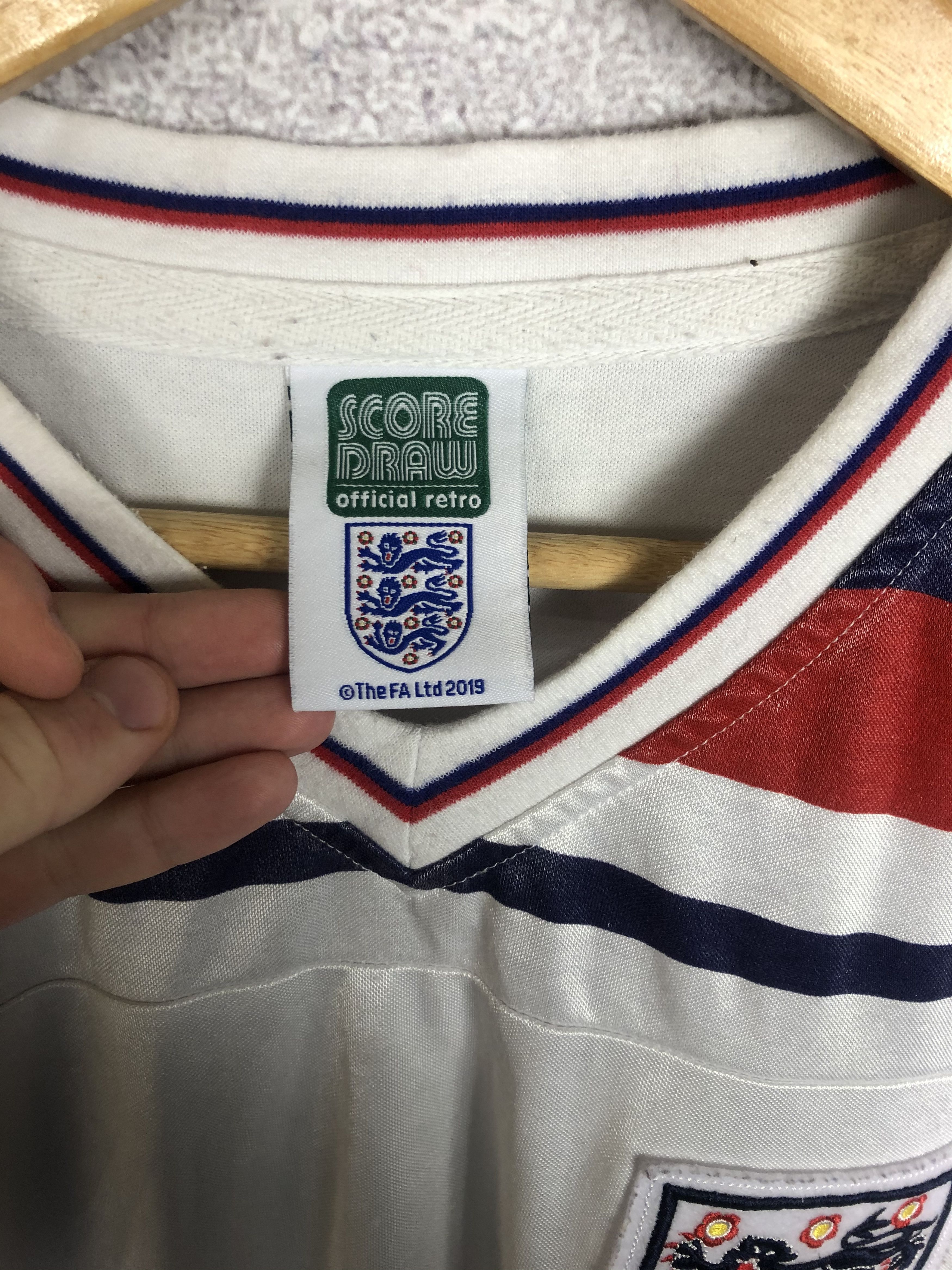 Vintage Vintage England 1980 Home Shirt Soccer Jersey Score Draw Size US L / EU 52-54 / 3 - 7 Thumbnail