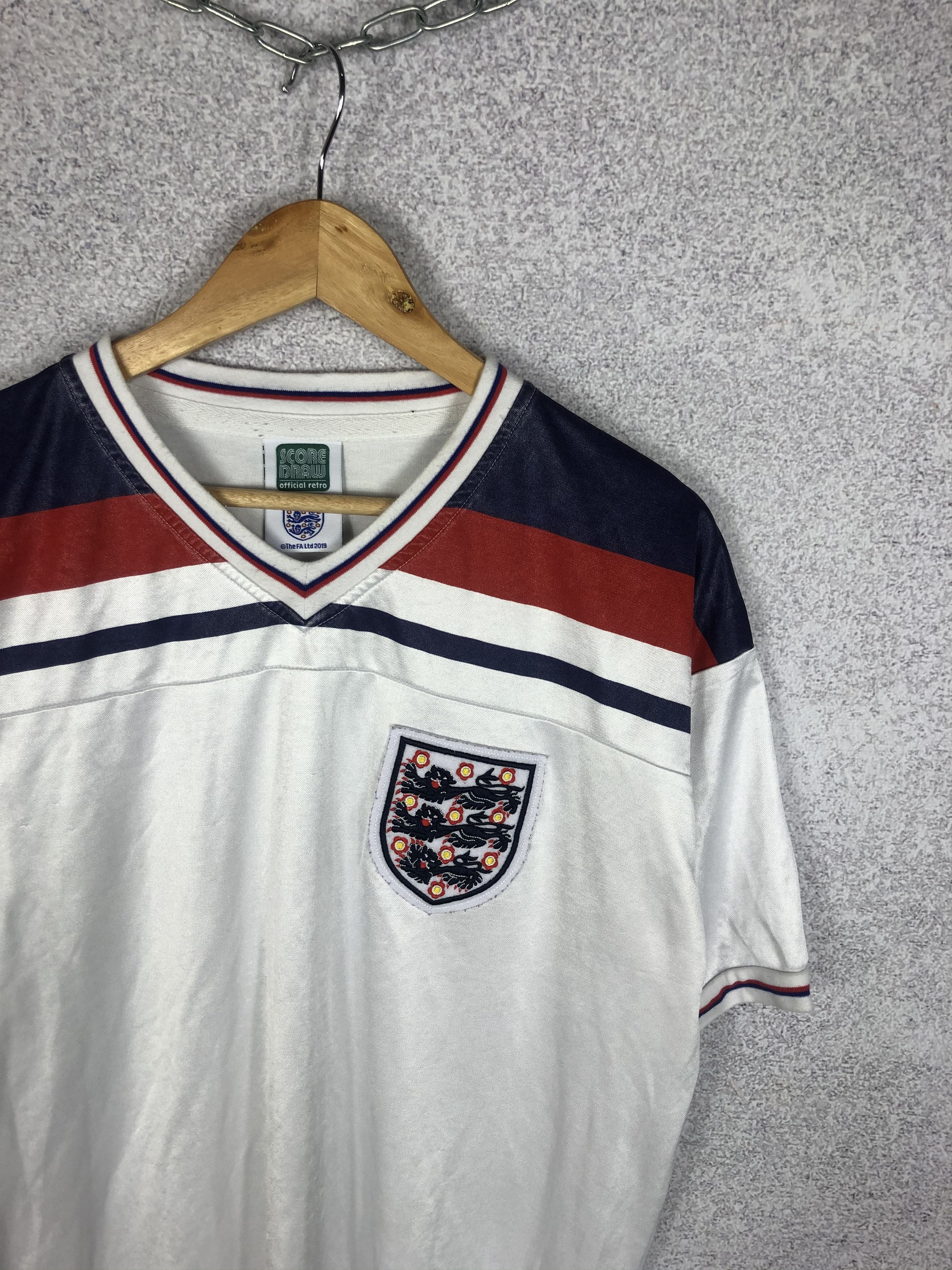 Vintage Vintage England 1980 Home Shirt Soccer Jersey Score Draw Size US L / EU 52-54 / 3 - 2 Thumbnail