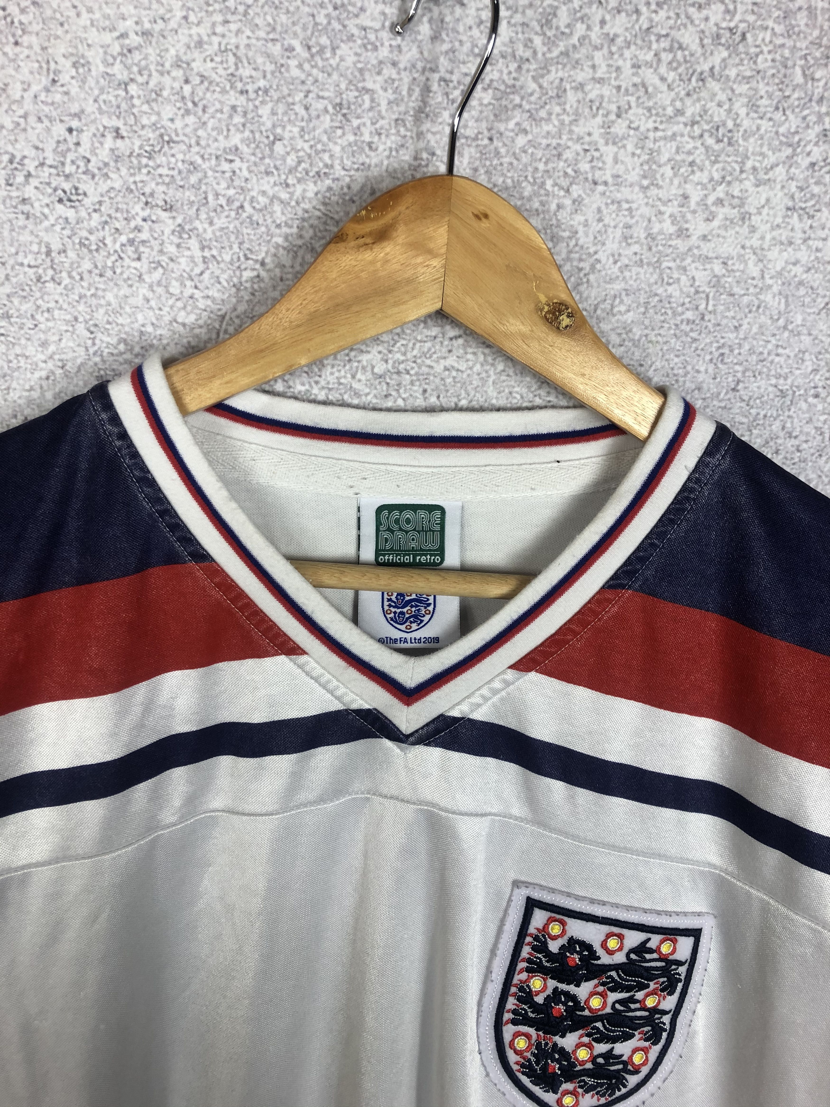 Vintage Vintage England 1980 Home Shirt Soccer Jersey Score Draw Size US L / EU 52-54 / 3 - 6 Thumbnail