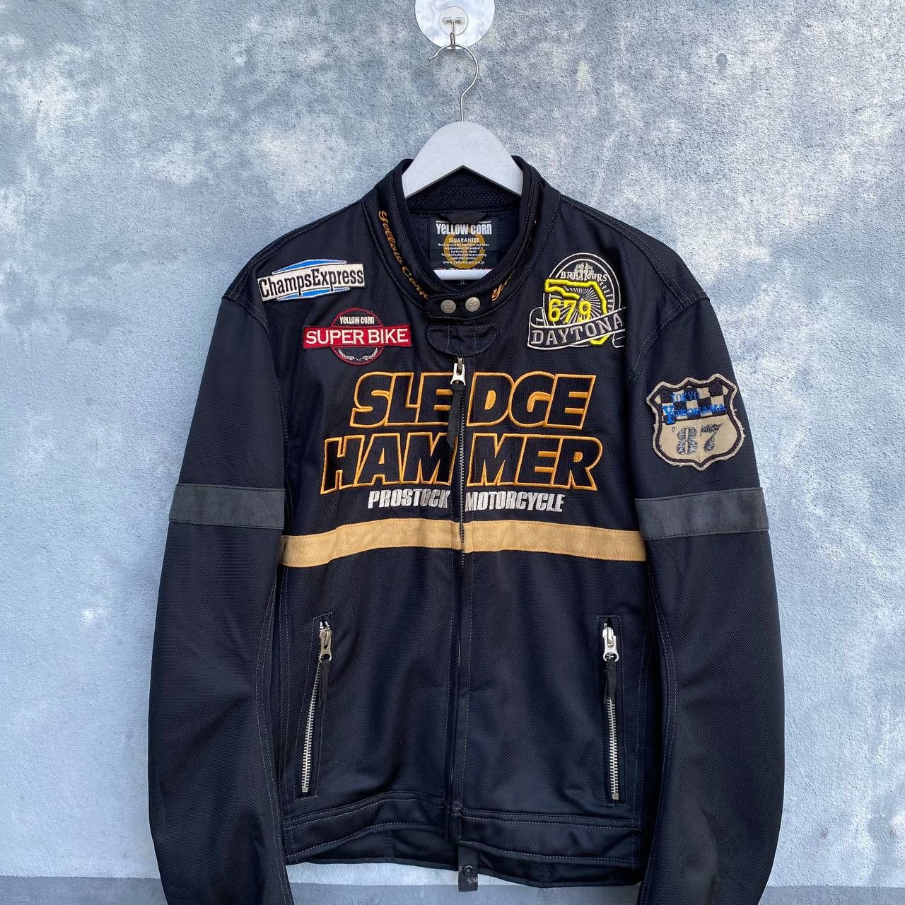 YELLOW CORN Yellow Corn Sledge Hammer Racing biker jacket embroidered L Size US XL / EU 56 / 4 - 5 Thumbnail