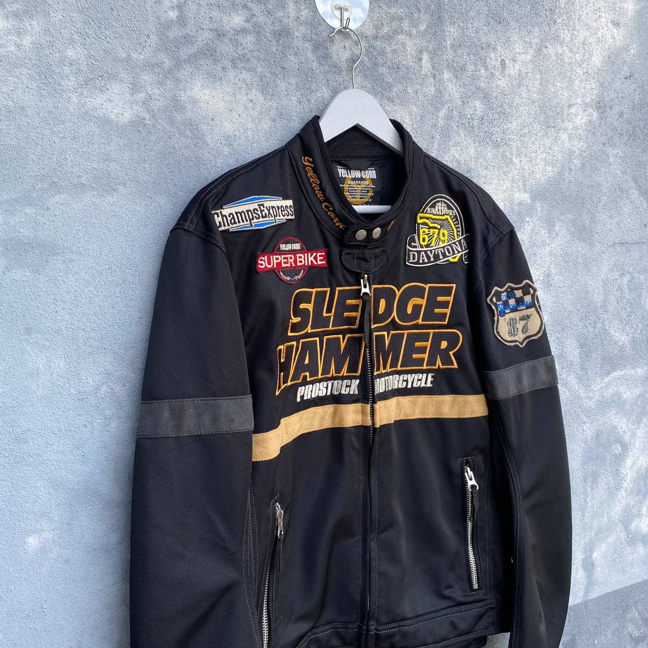 YELLOW CORN Yellow Corn Sledge Hammer Racing biker jacket embroidered L Size US XL / EU 56 / 4 - 4 Thumbnail