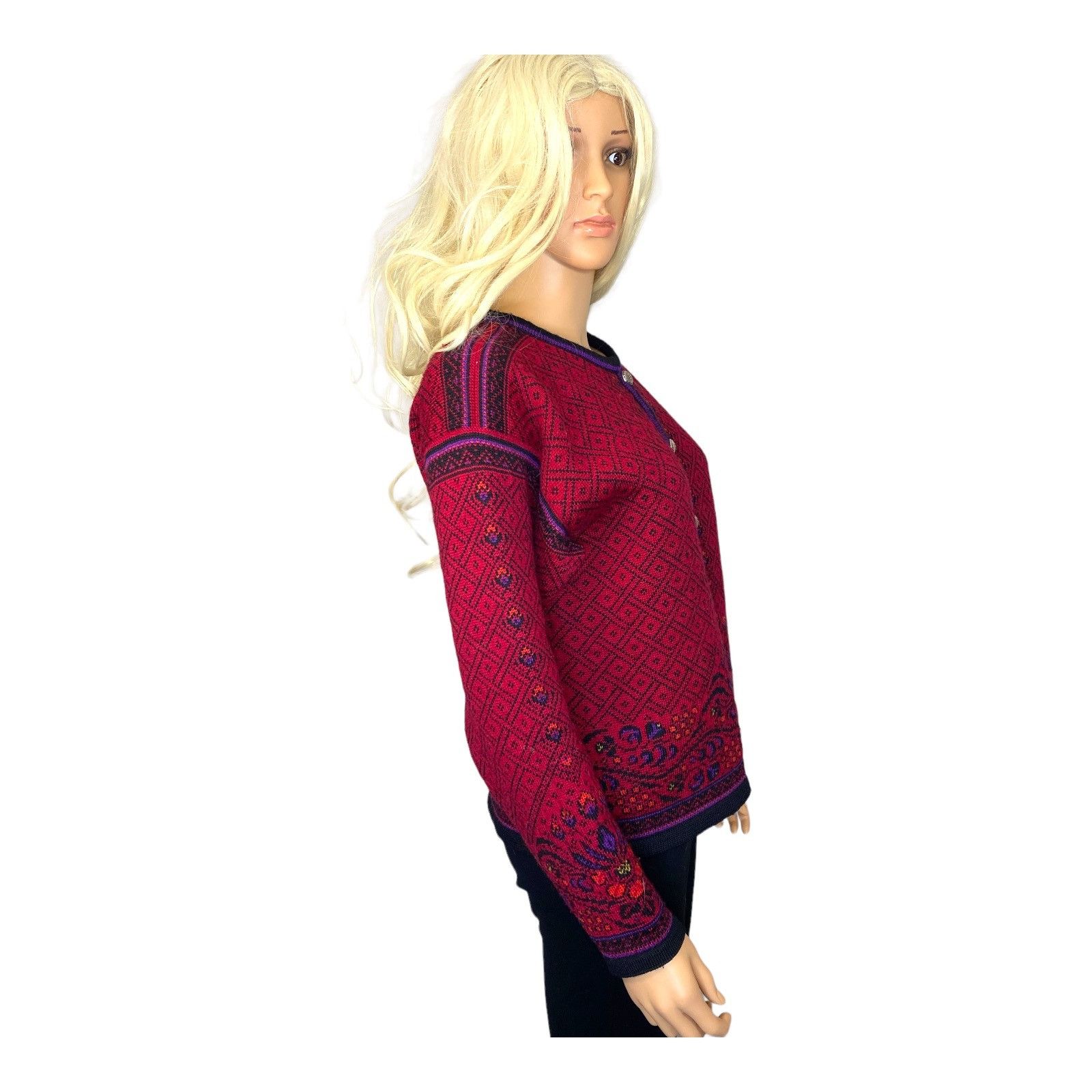 Dale Of Norway Dale of Norway Wool Cardigan Sweater Red Purple Pewter Butto Size M / US 6-8 / IT 42-44 - 12 Thumbnail